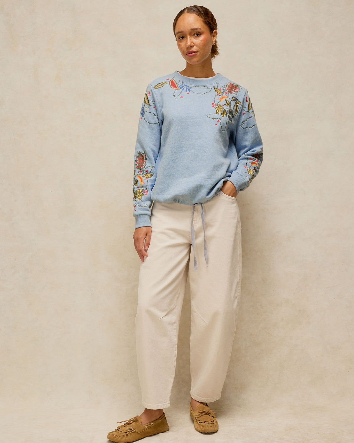 Embroidered Sweat - Mid Blue