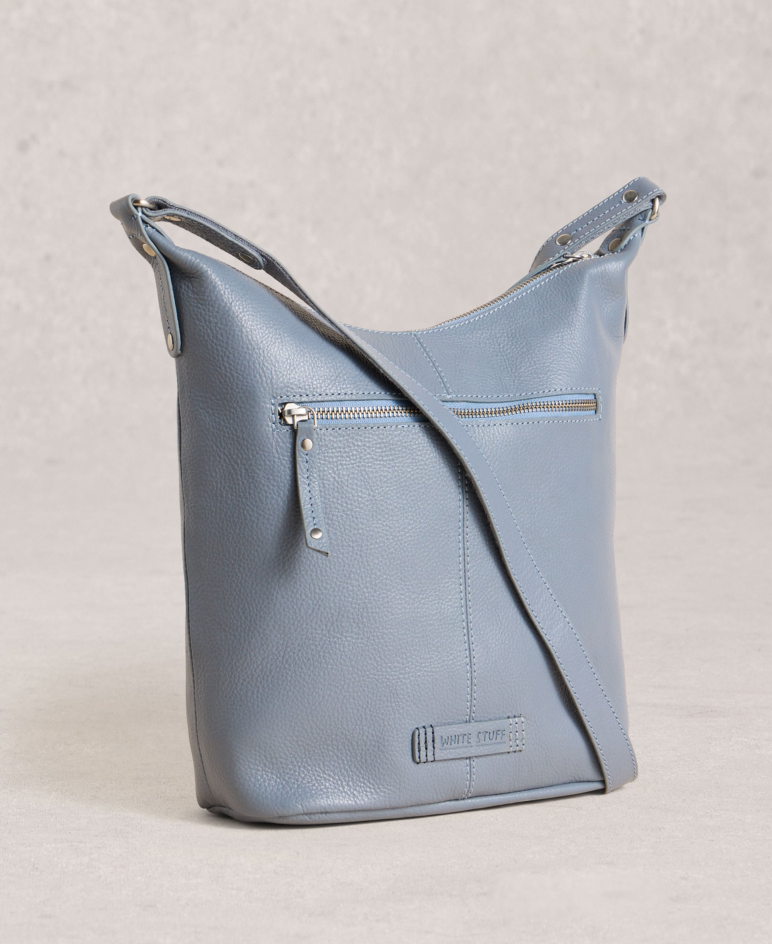 Fern Leather Crossbody - Mid Blue