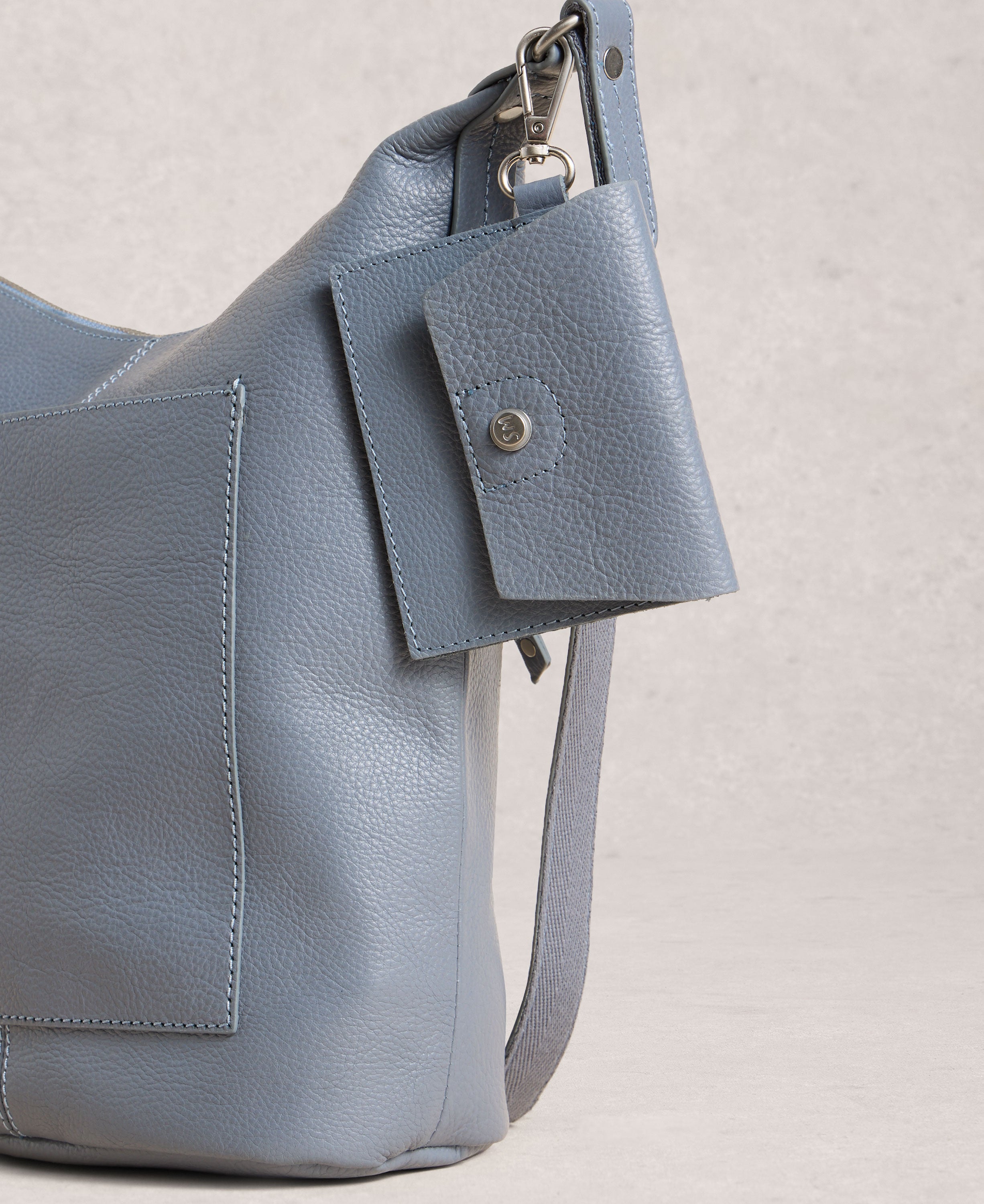 Fern Leather Crossbody - Mid Blue