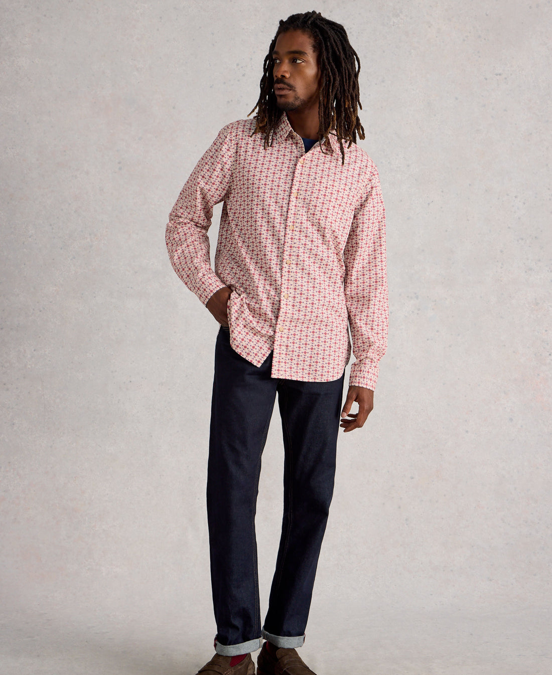 Finsbury Folk Geo Print Shirt - Red Print