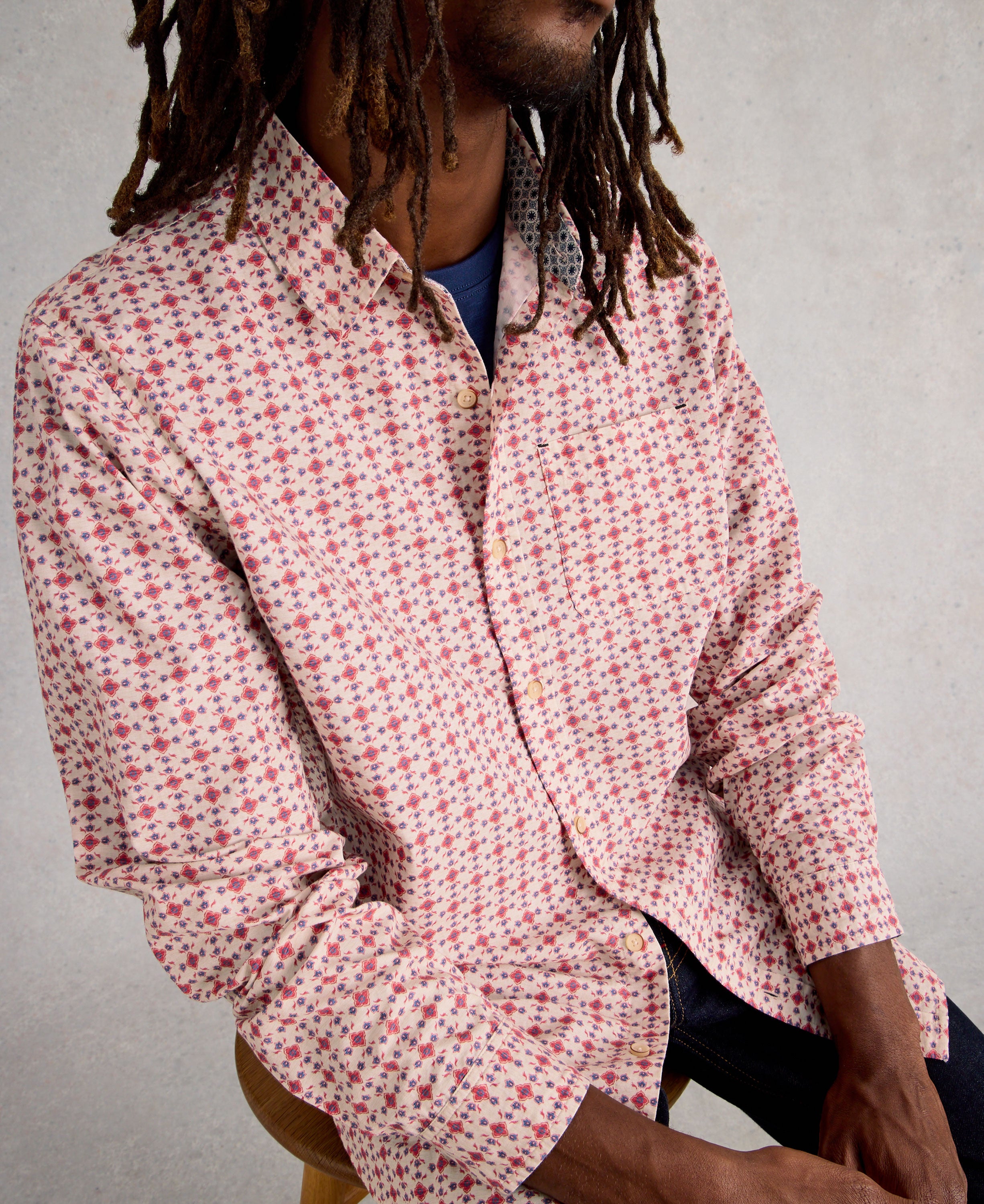 Finsbury Folk Geo Print Shirt - Red Print