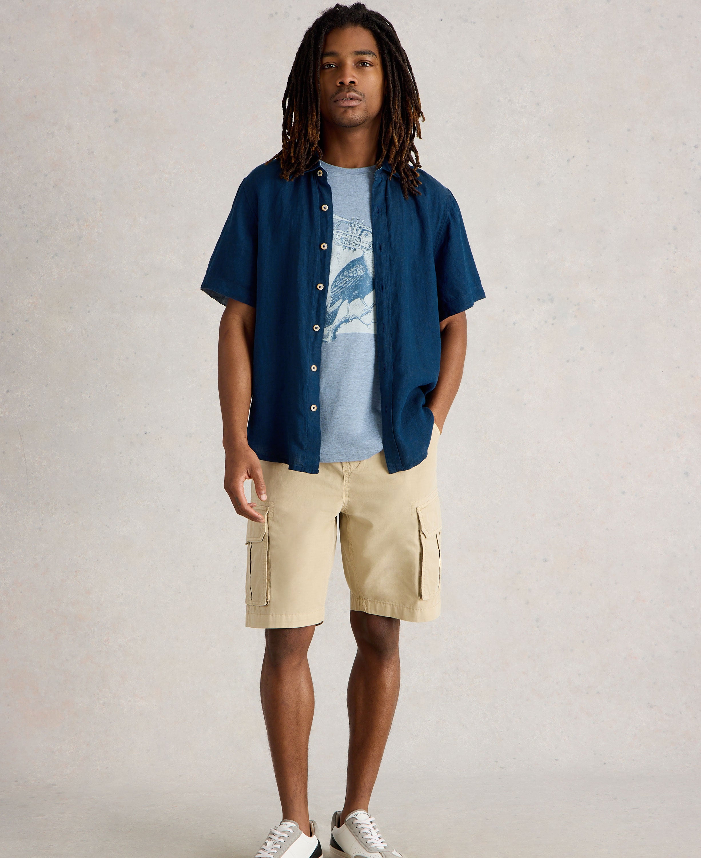 Keswick Short Sleeve Linen Shirt - Dark Navy