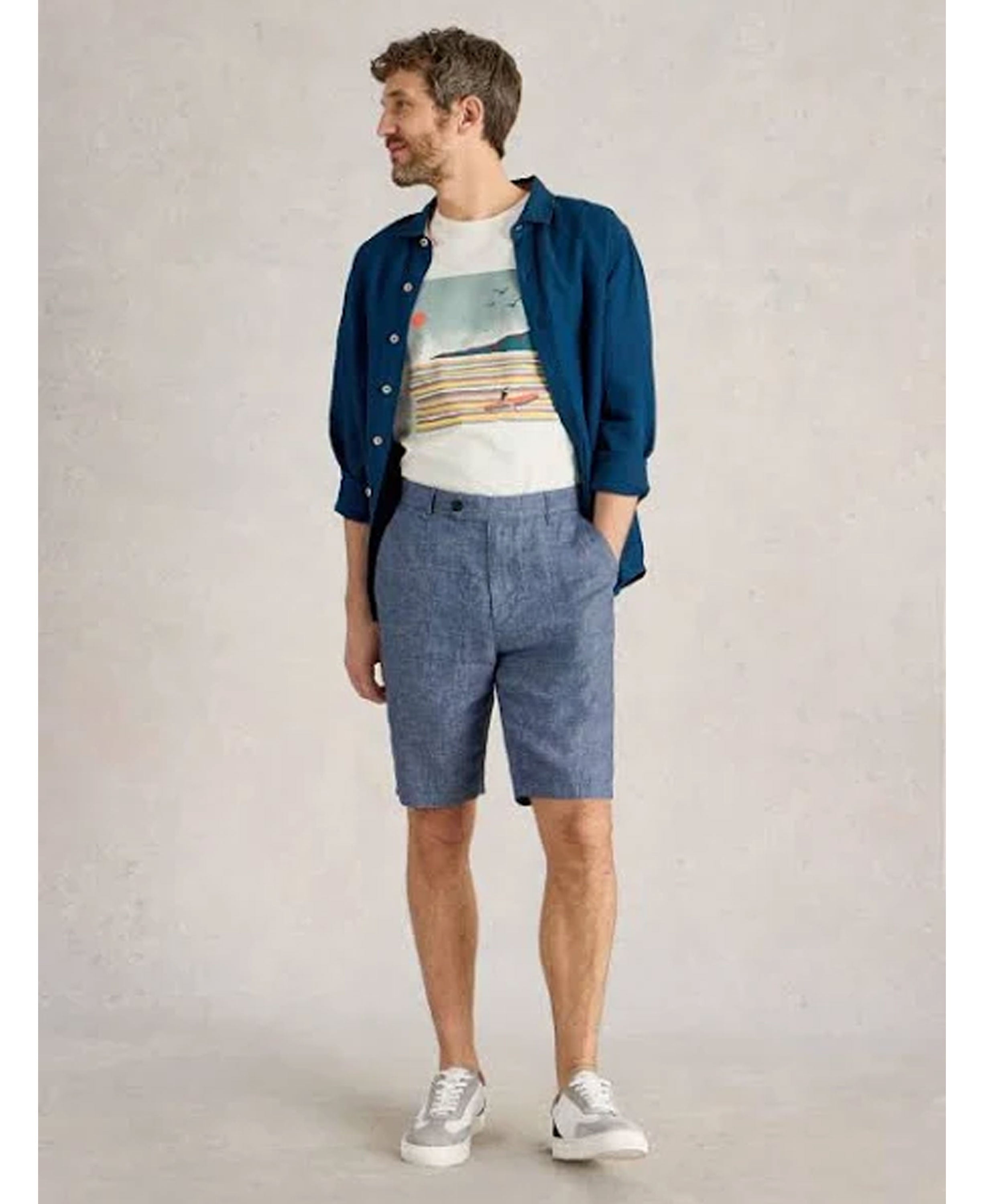 Linen Chino Short - Mid Blue