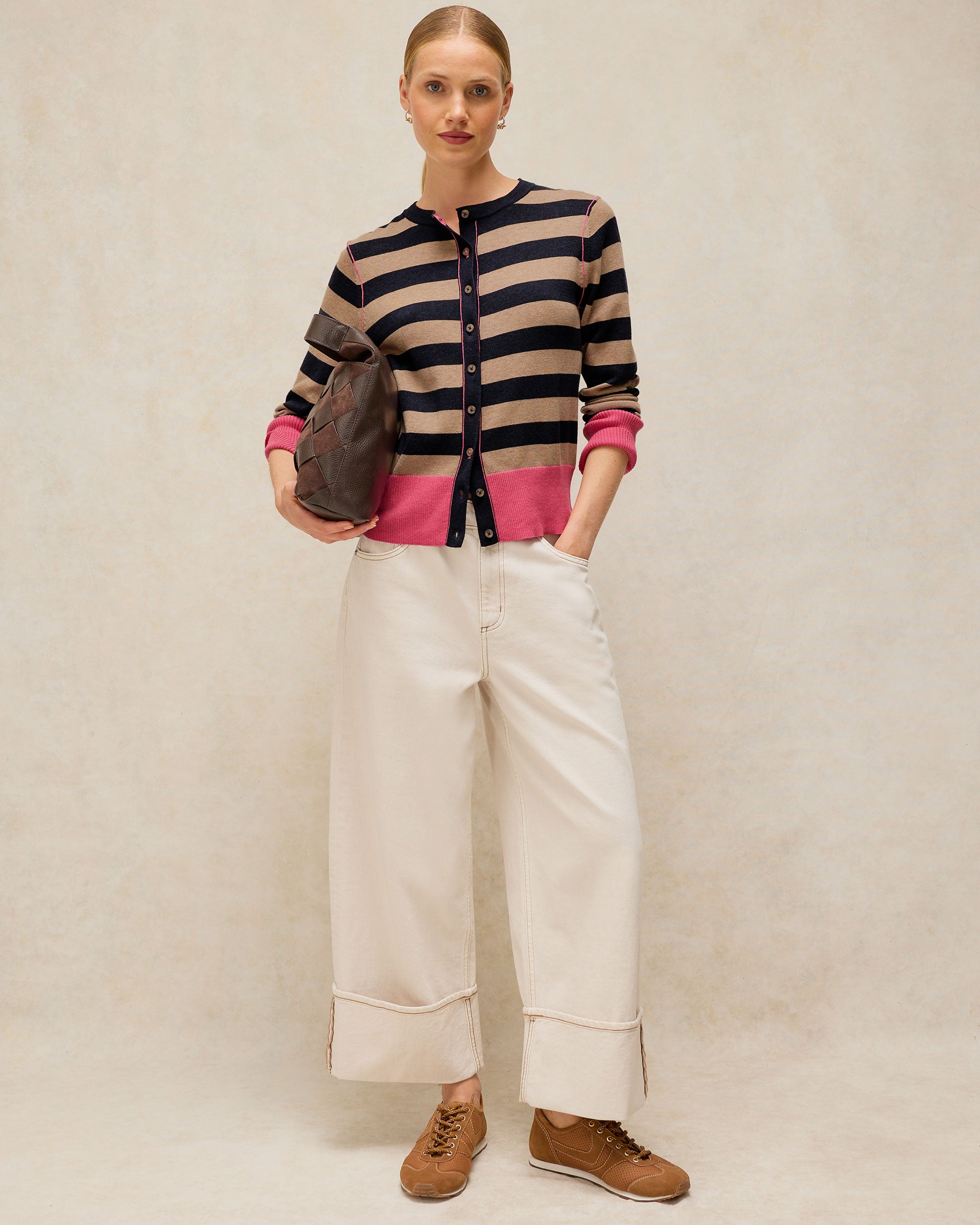 Lois Stripe Cardi - Navy Multi