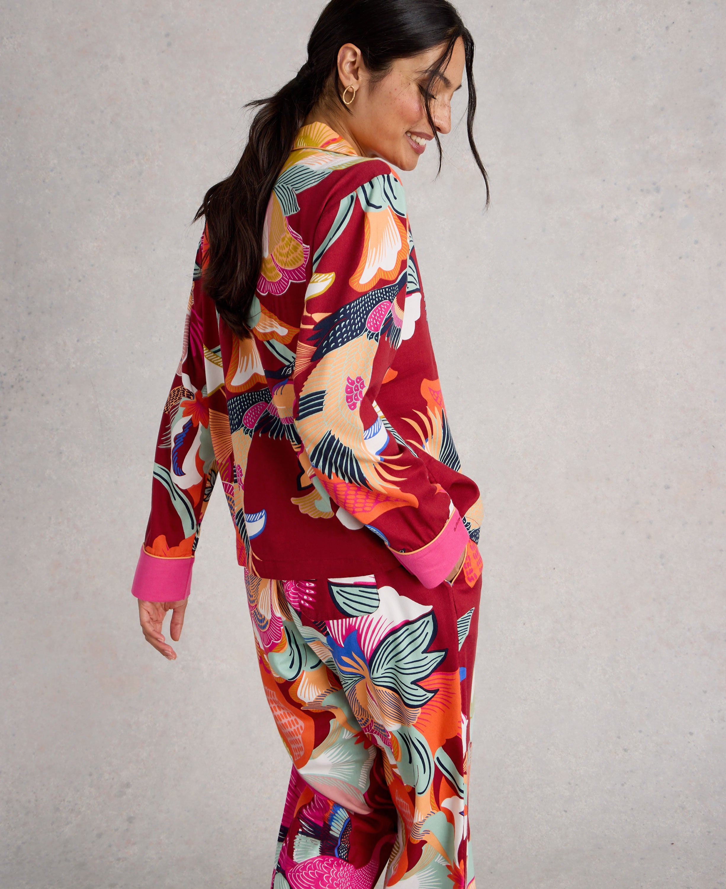 Nina Organic PJ Shirt - Red Multi