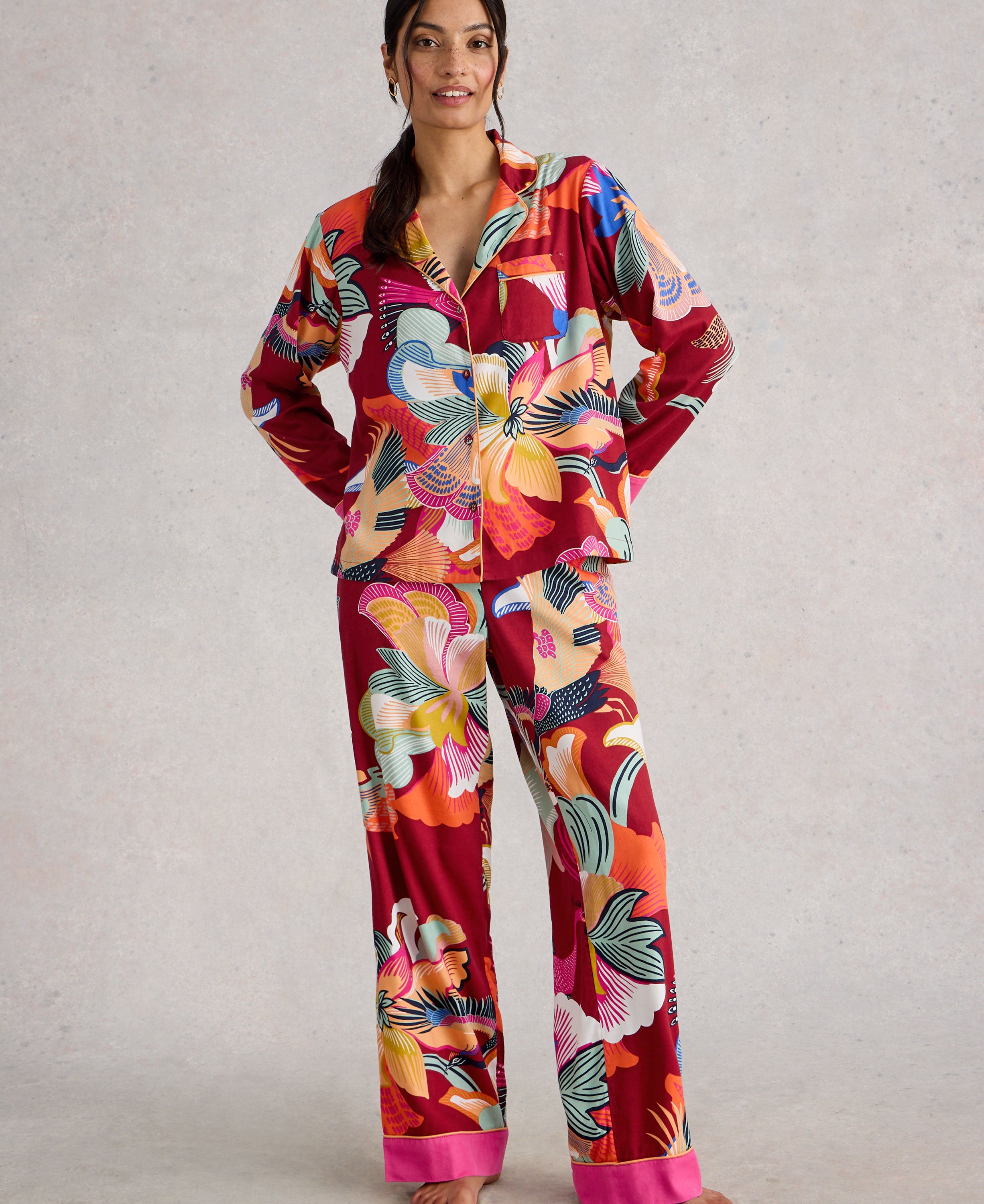 Nina Organic PJ Shirt - Red Multi