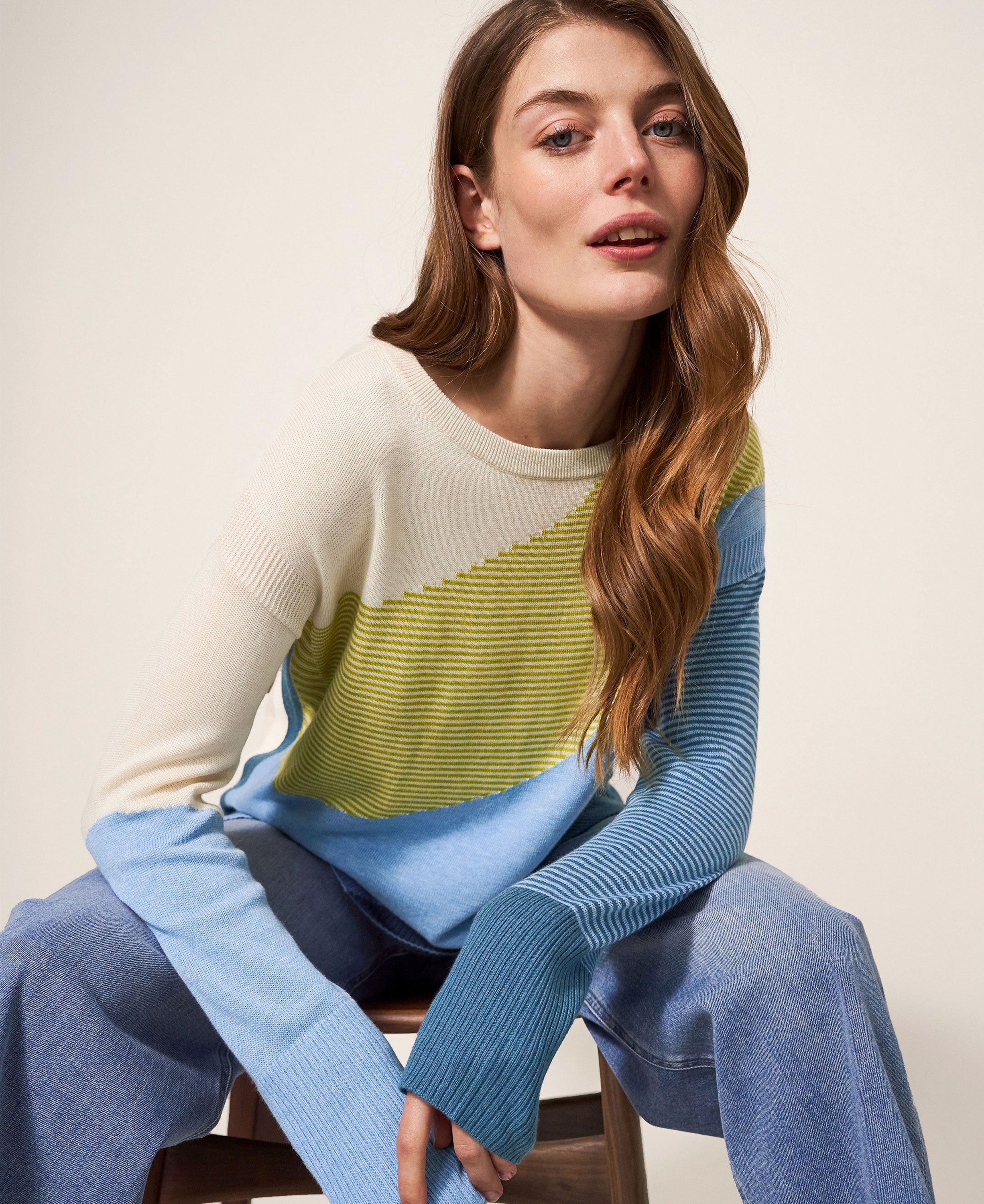 Olive Abstract Jumper - Blue Multi