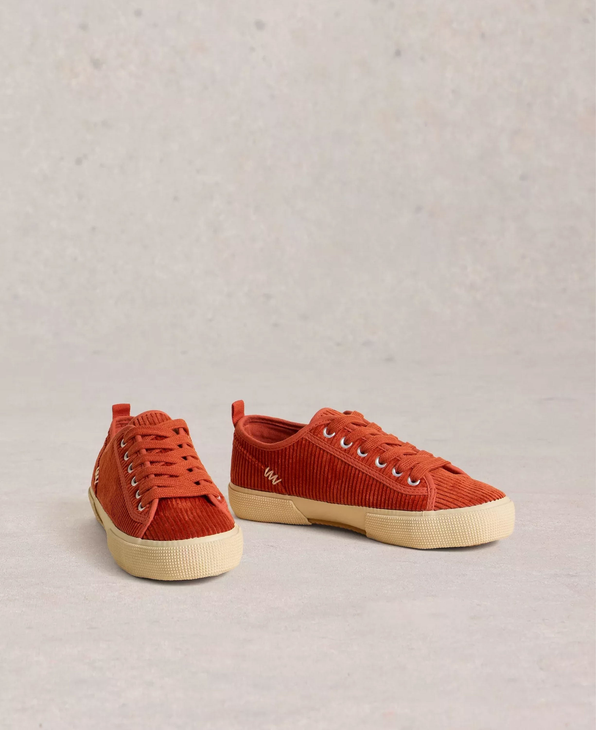 Pippa Cord Lace Up Trainer - Dark Orange