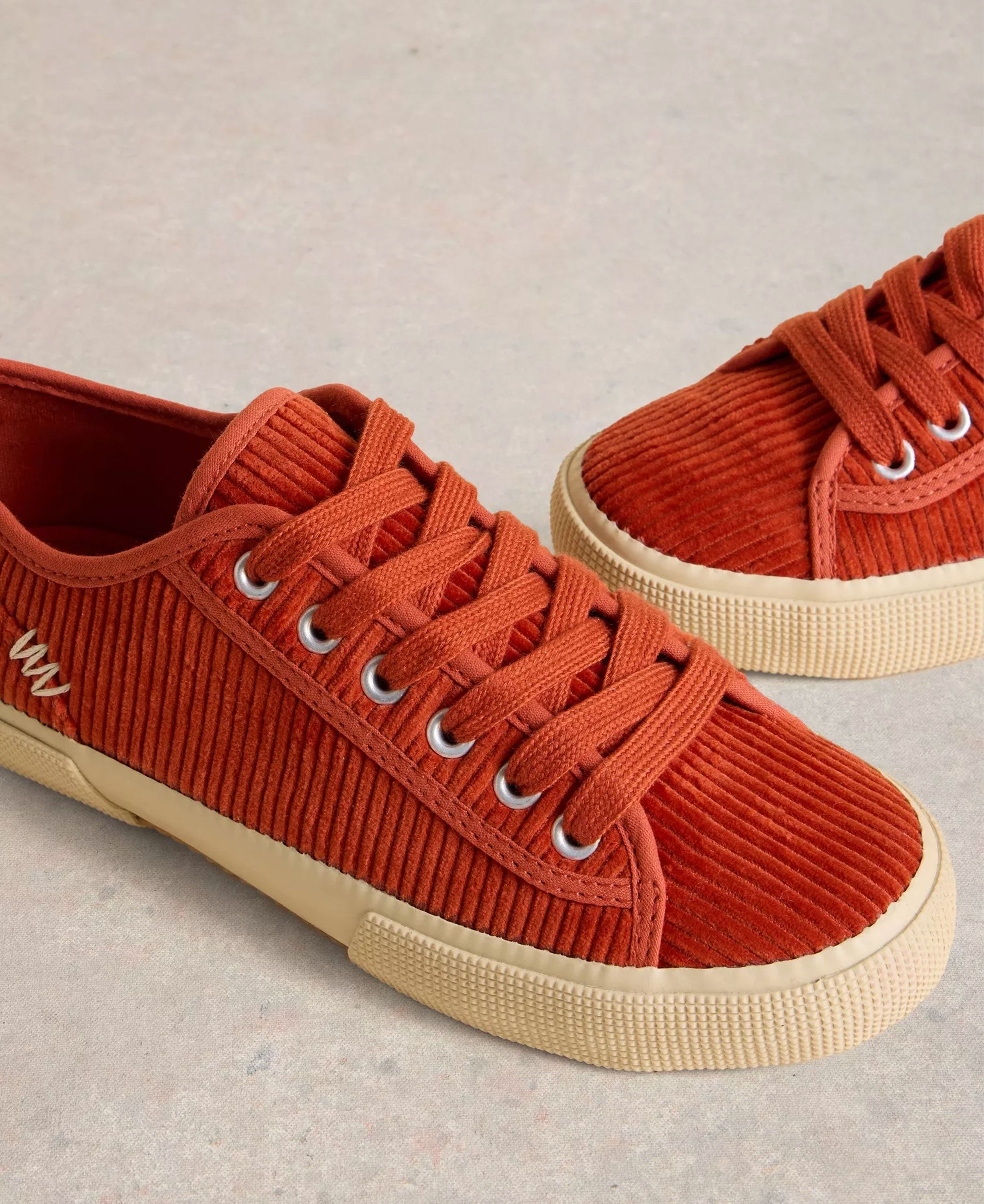 Pippa Cord Lace Up Trainer - Dark Orange