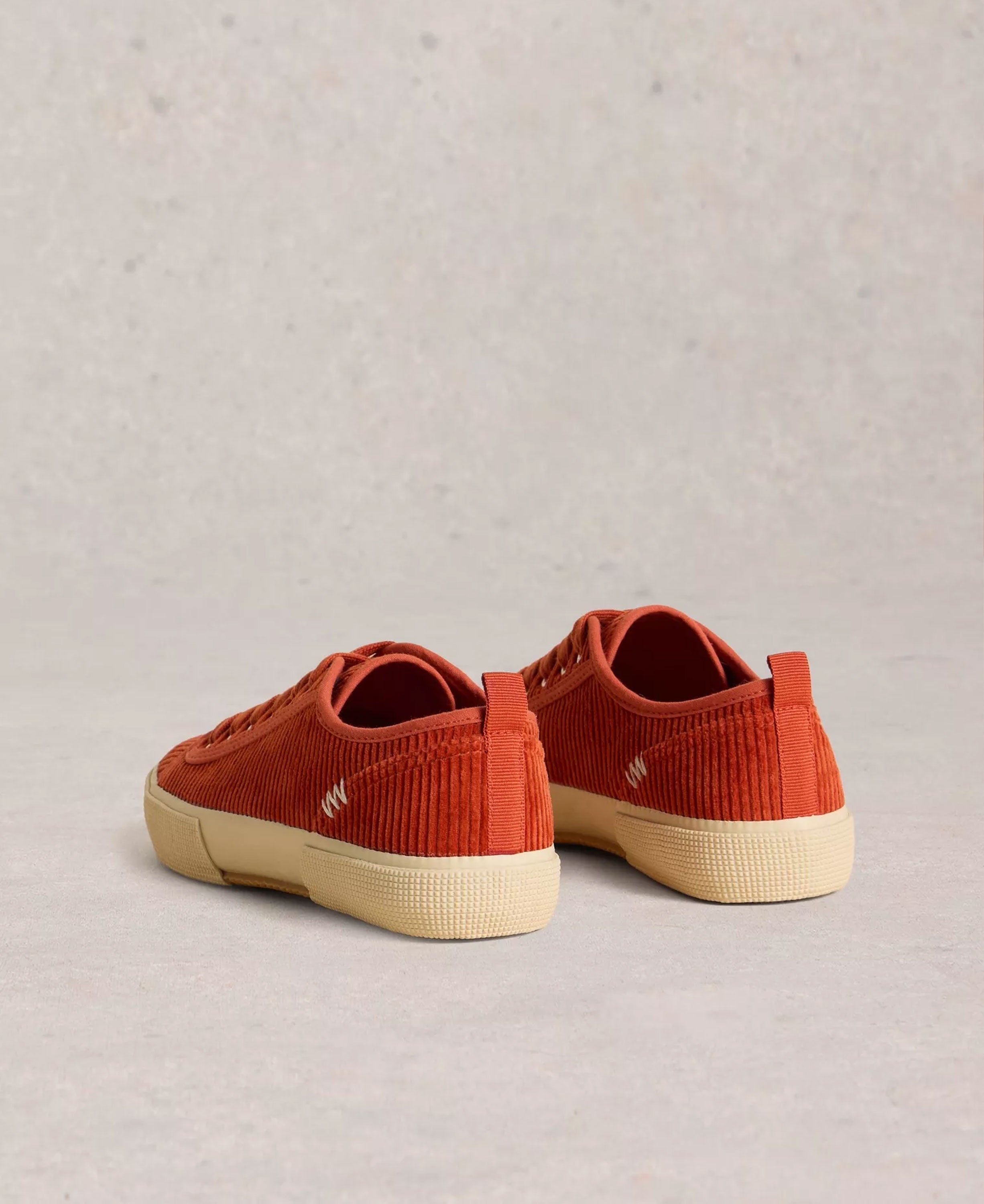 Pippa Cord Lace Up Trainer - Dark Orange