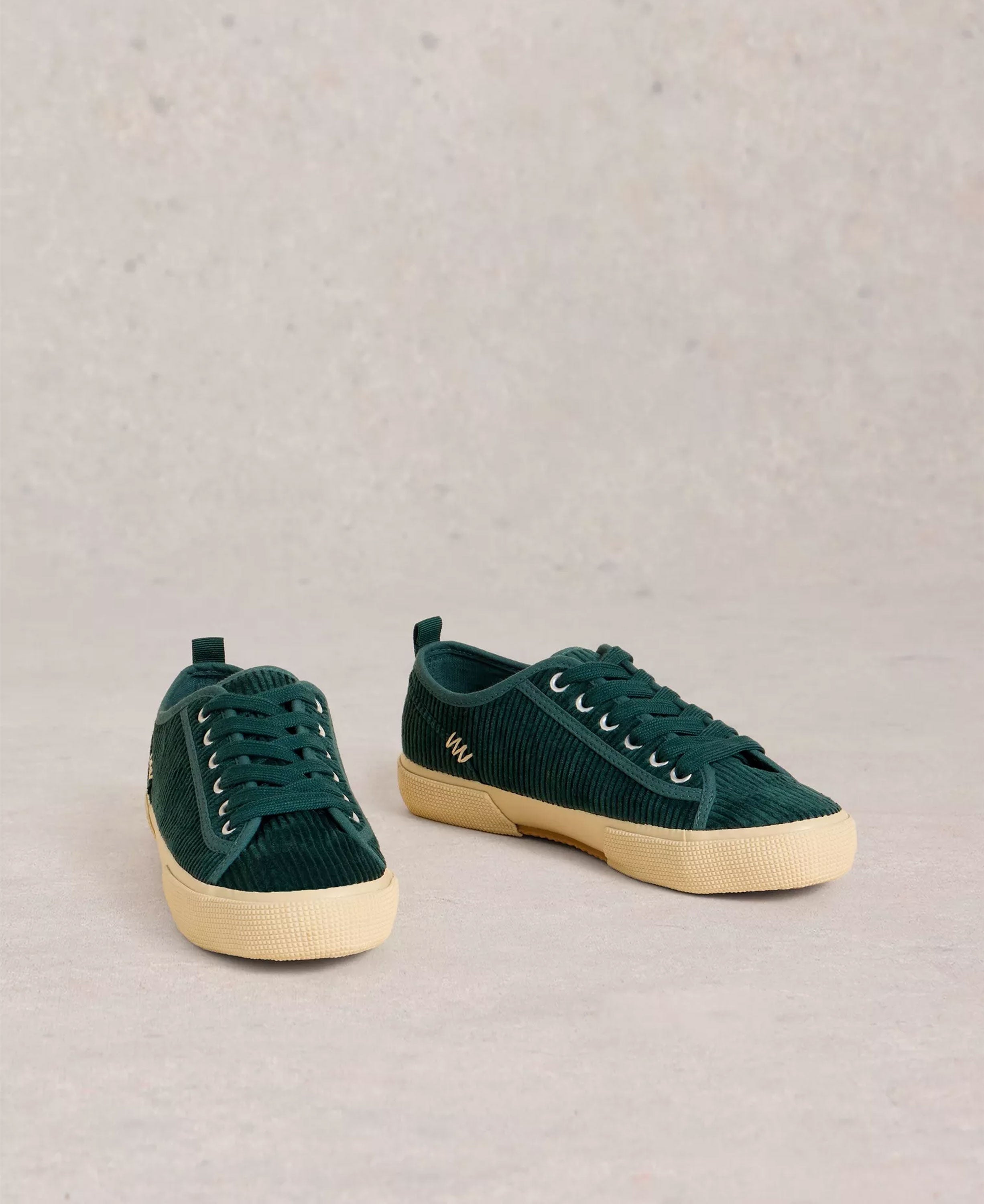Pippa Cord Lace Up Trainer - Dark Teal