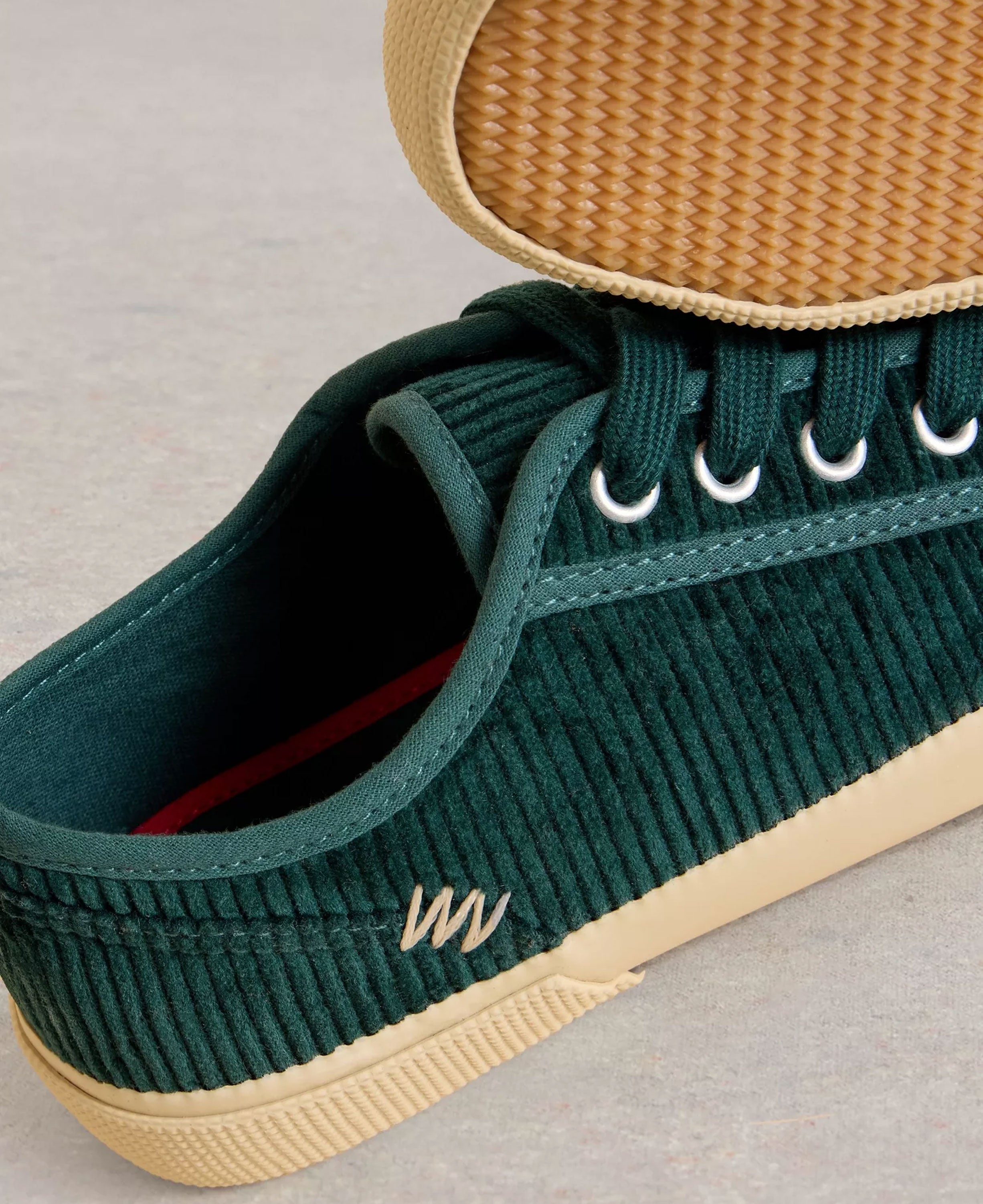 Pippa Cord Lace Up Trainer - Dark Teal