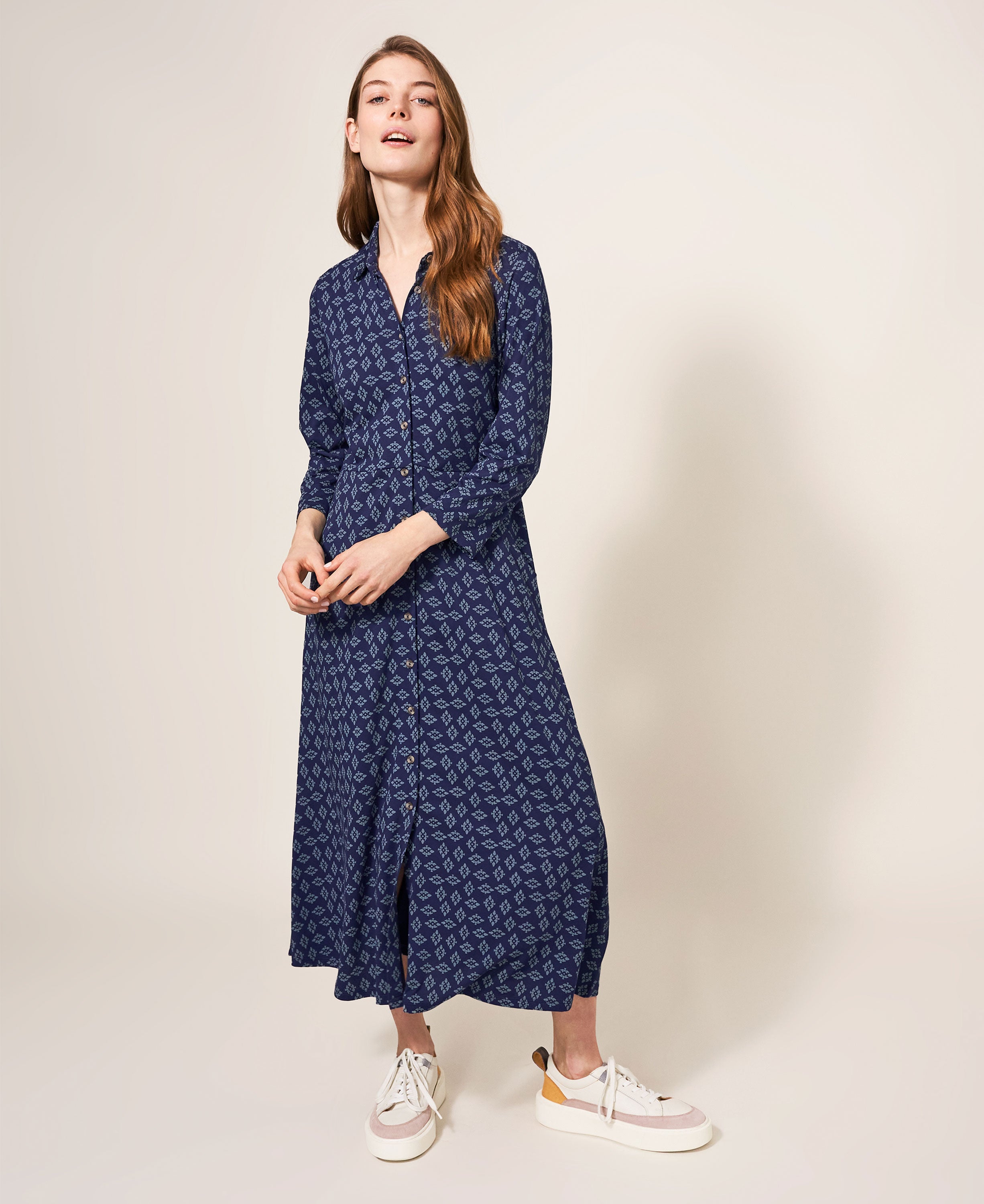 Rua Jersey Shirt Dress - Navy Multi