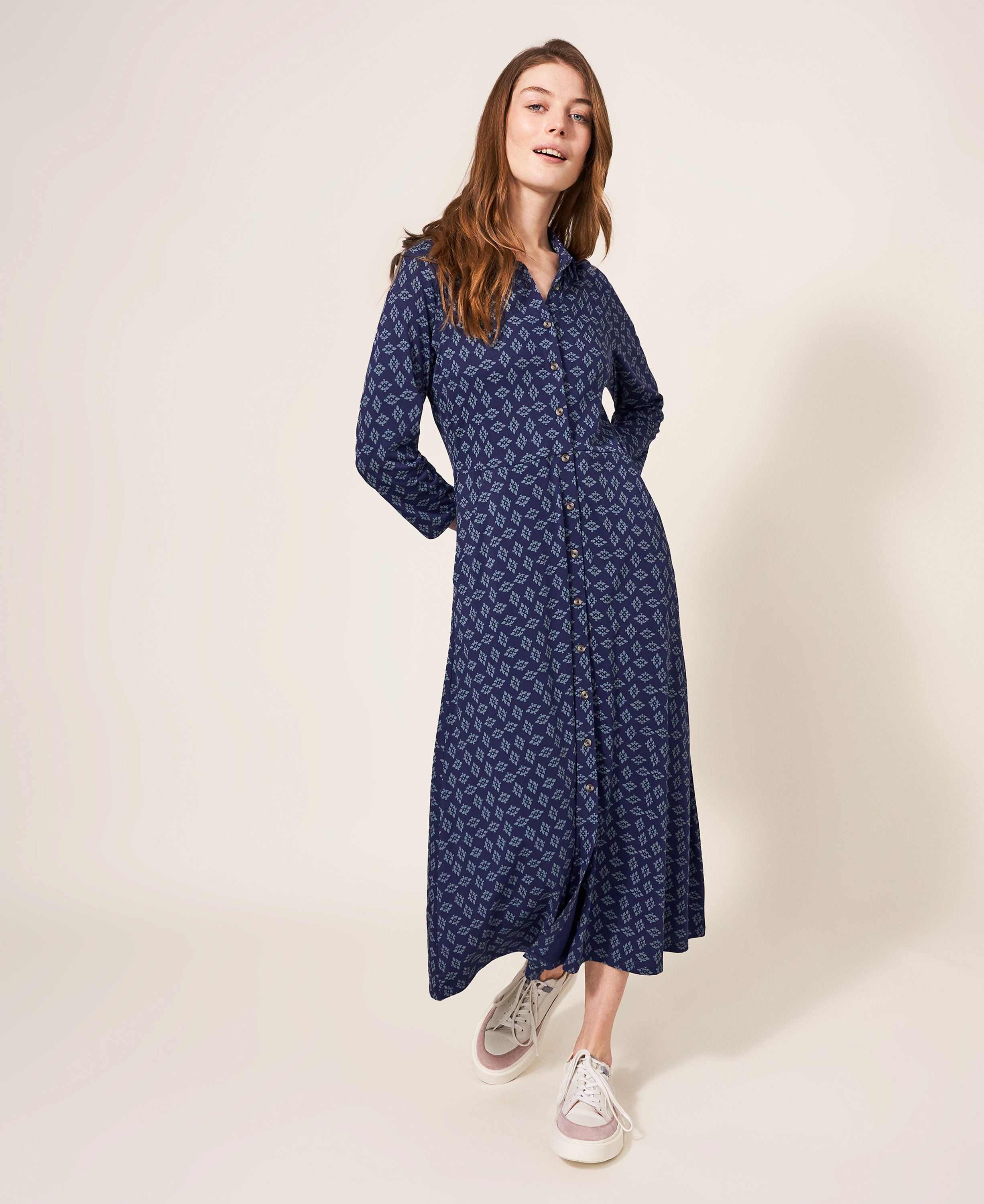 Rua Jersey Shirt Dress - Navy Multi