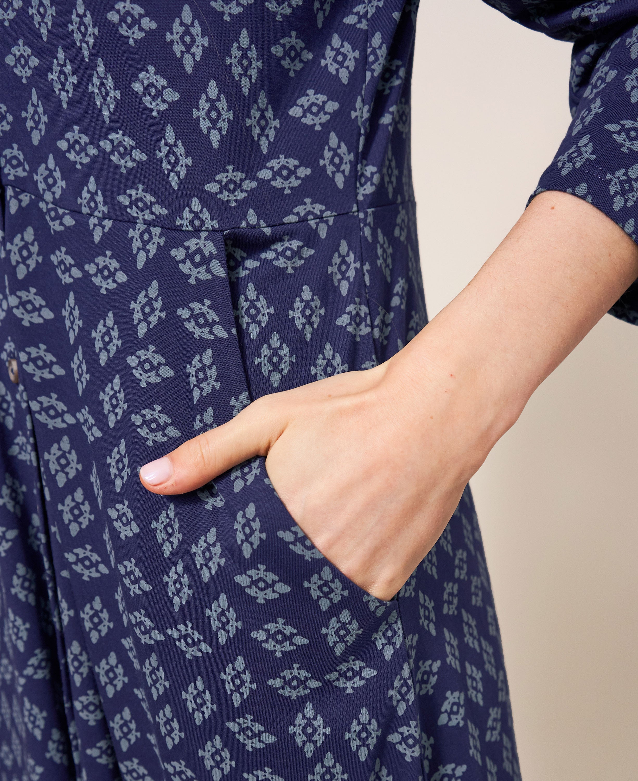 Rua Jersey Shirt Dress - Navy Multi
