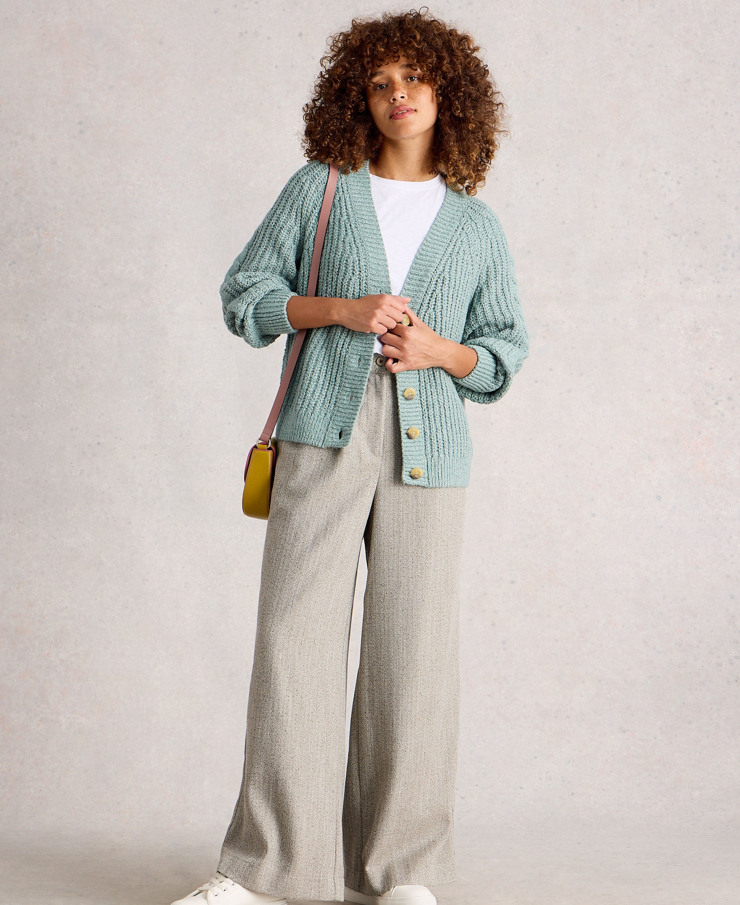 Sally Slub Cardigan - Dusky Green