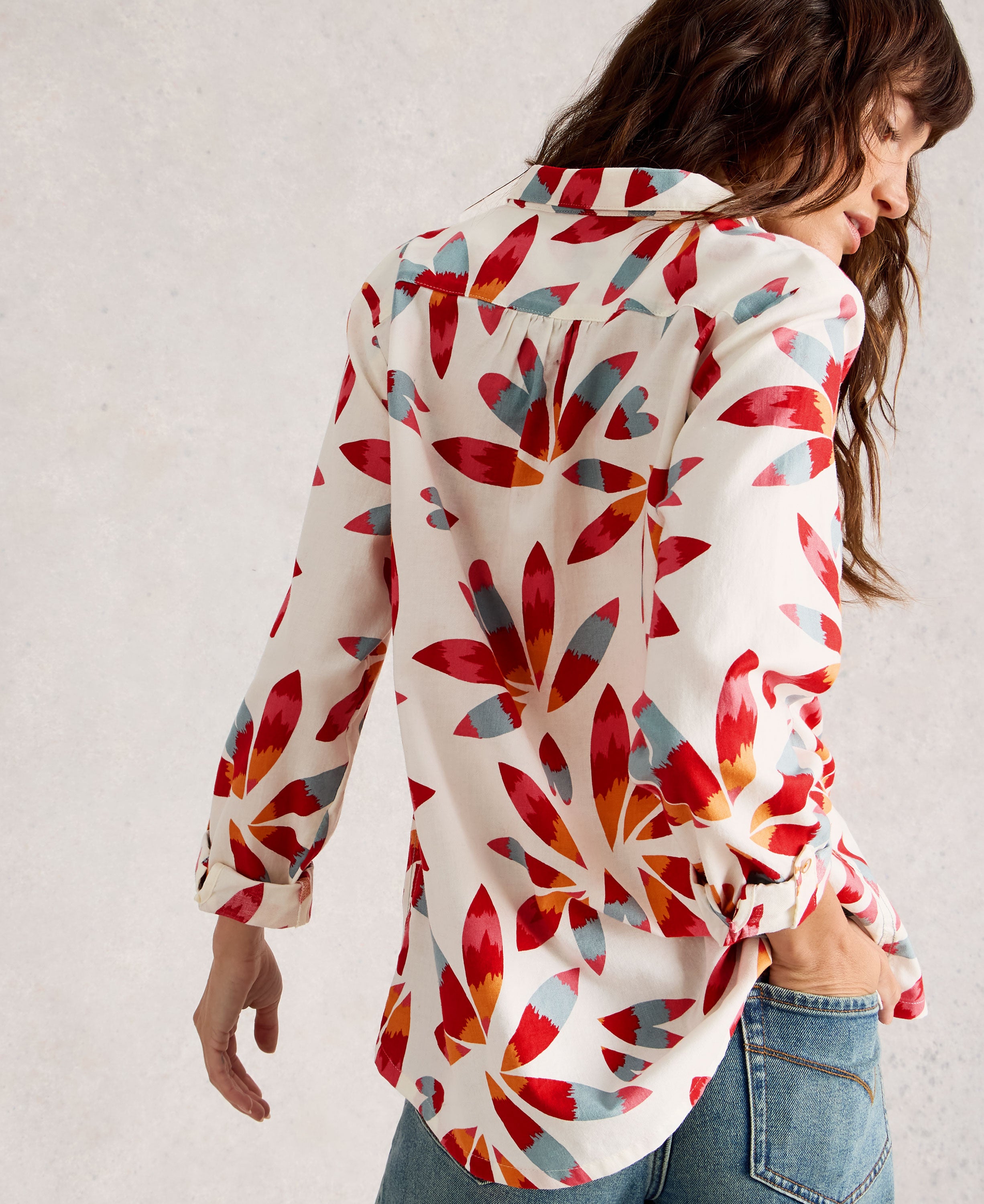 Sophie Organic Cotton Shirt - Ivory Print