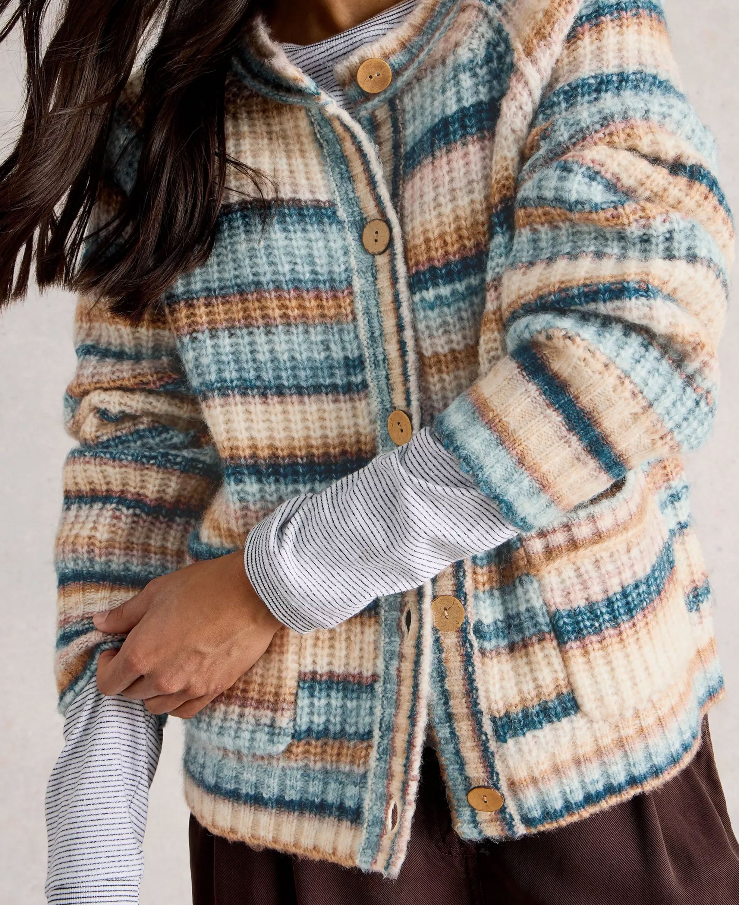Suzanna Crew Cardi - Blue Multi