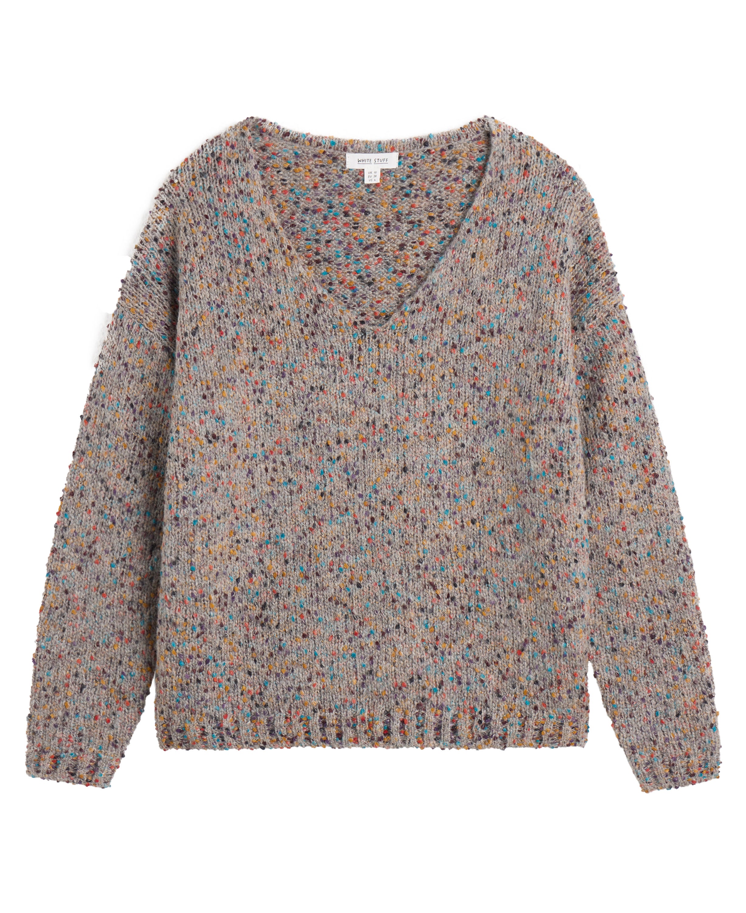 Texture V Neck Jumper - Light Natural