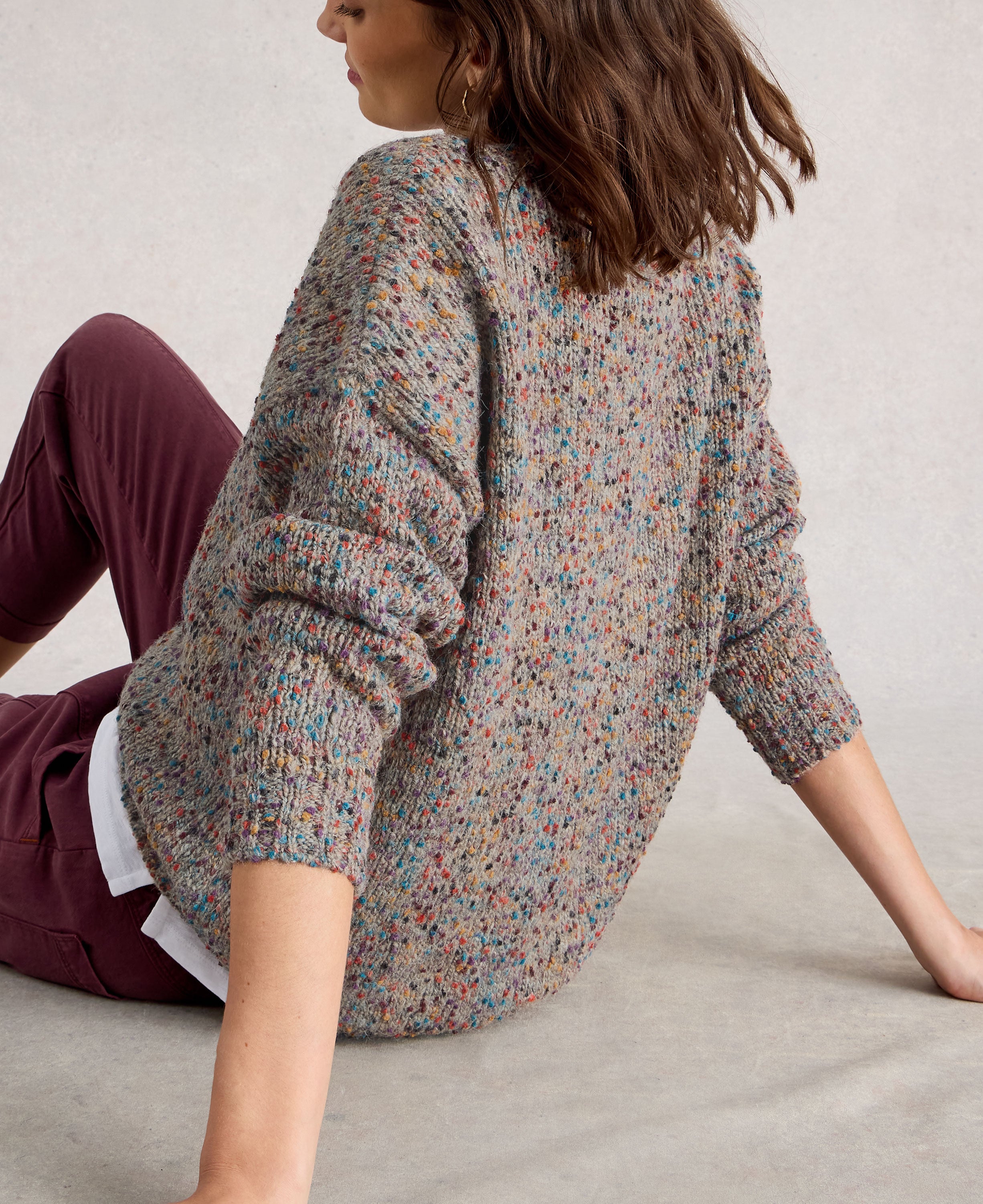 Texture V Neck Jumper - Light Natural