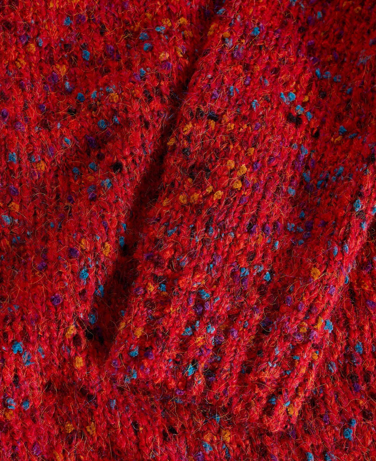 Texture V Neck Jumper - Mid Red