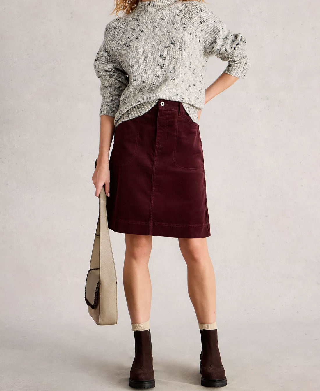 Tia Cord Skirt - Dark Plum