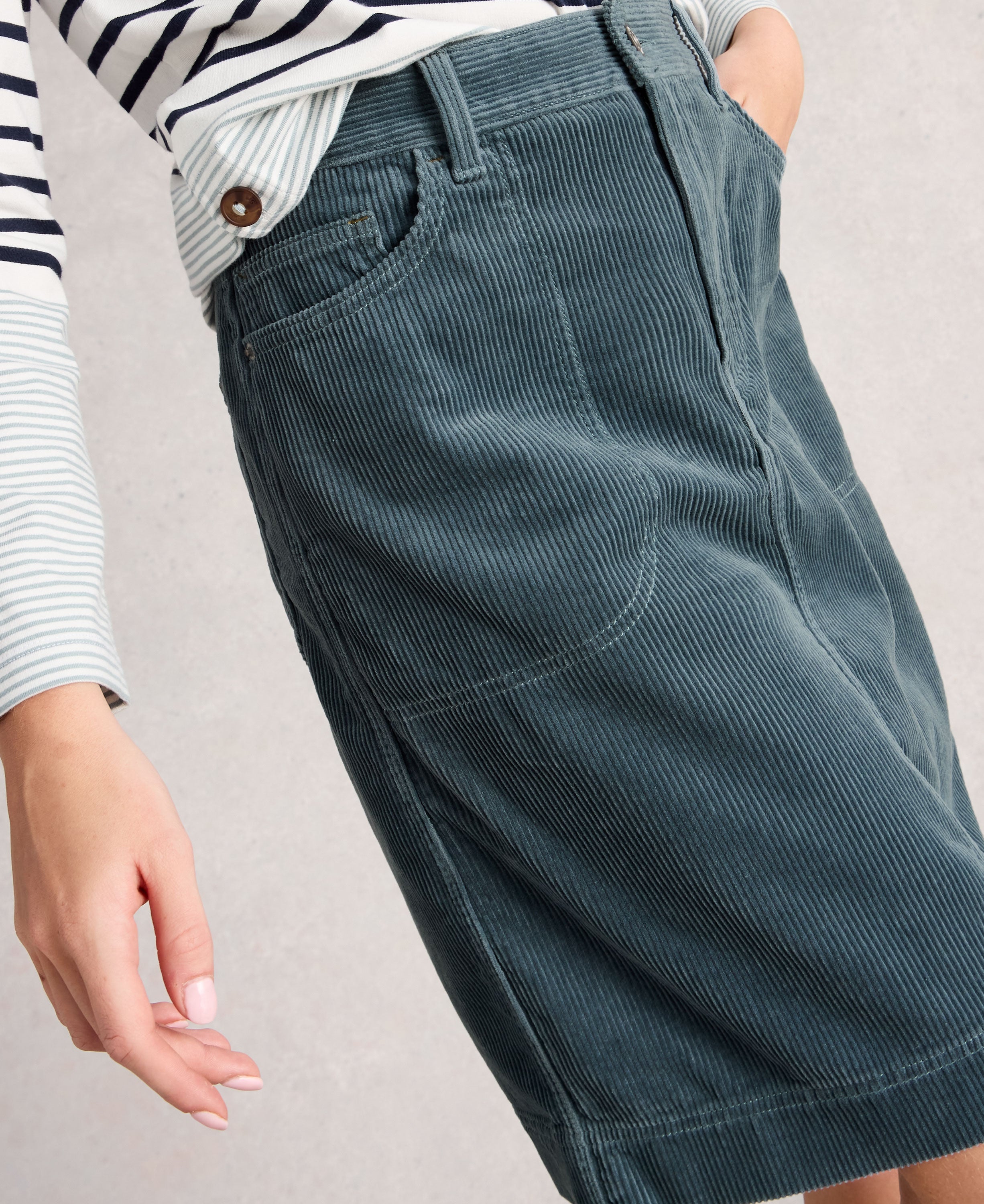 Tia Cord Skirt - Dusky Blue