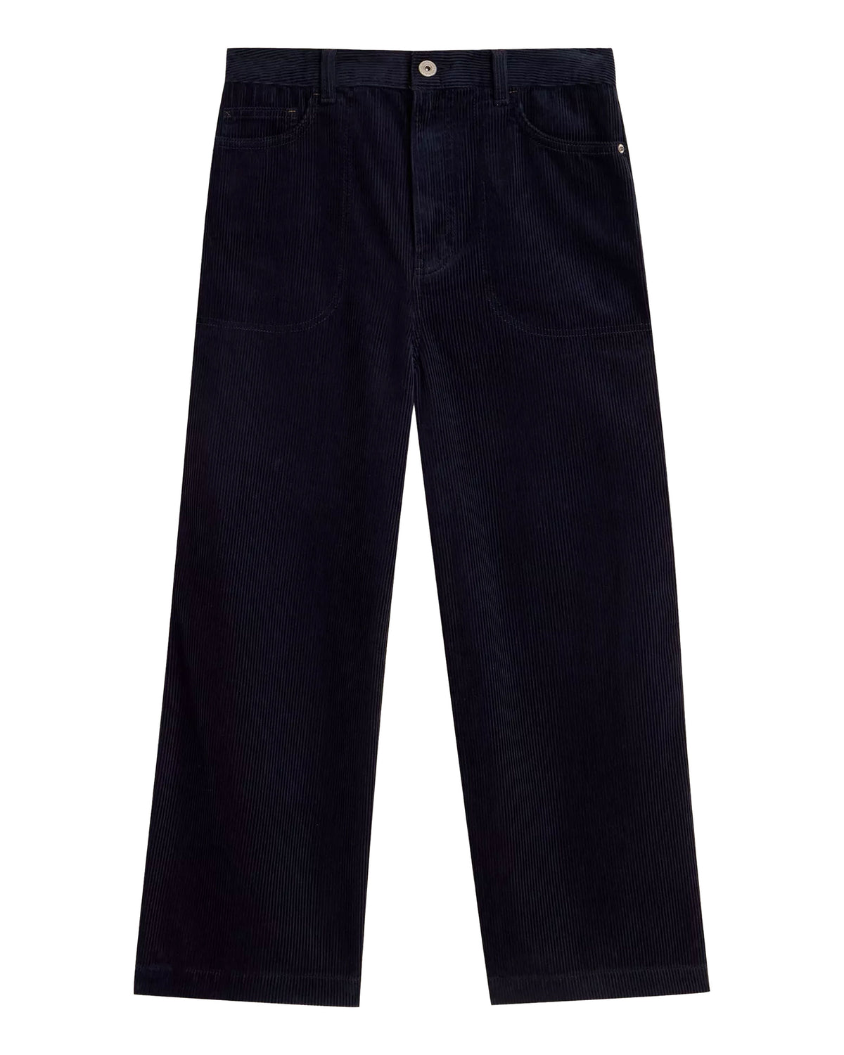 Tia Cord Wide Leg Crop Trousers - Dark Navy