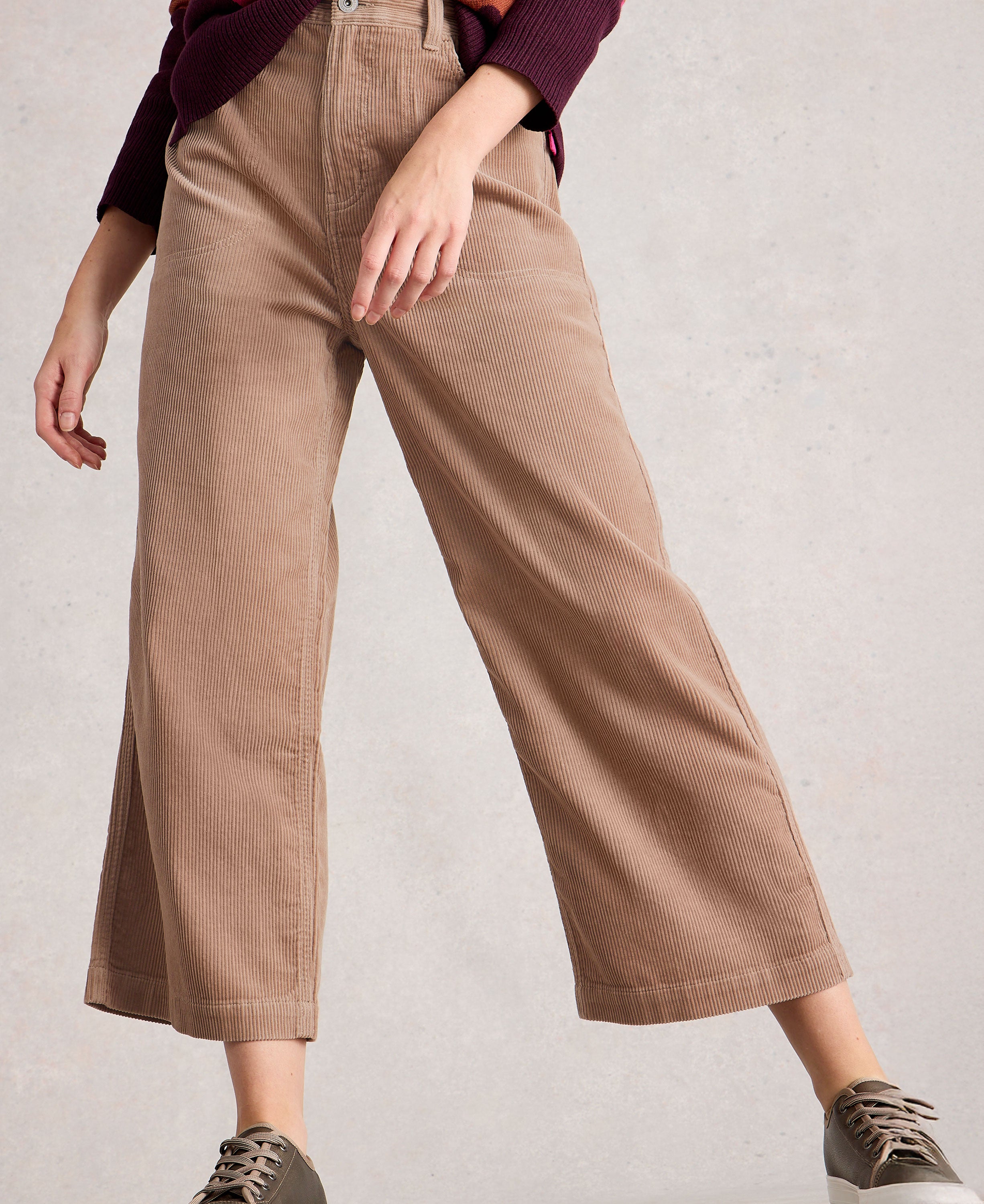 Tia Cord Wide Leg Crop - Light Natural