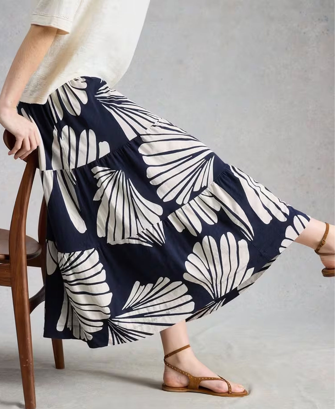 Marissa Jersey Maxi Skirt - Navy Multi