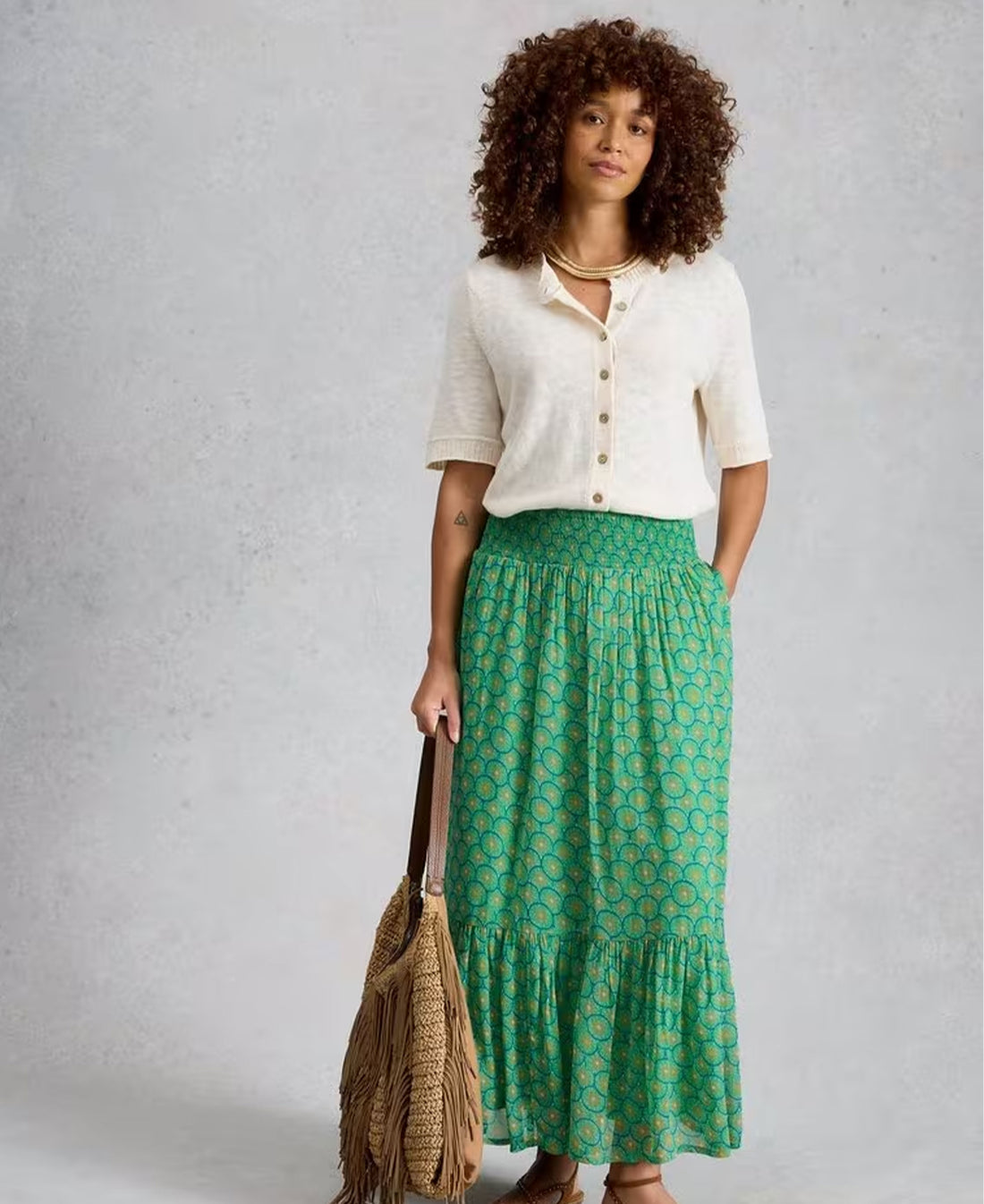 Yuri Maxi Skirt - Green Print