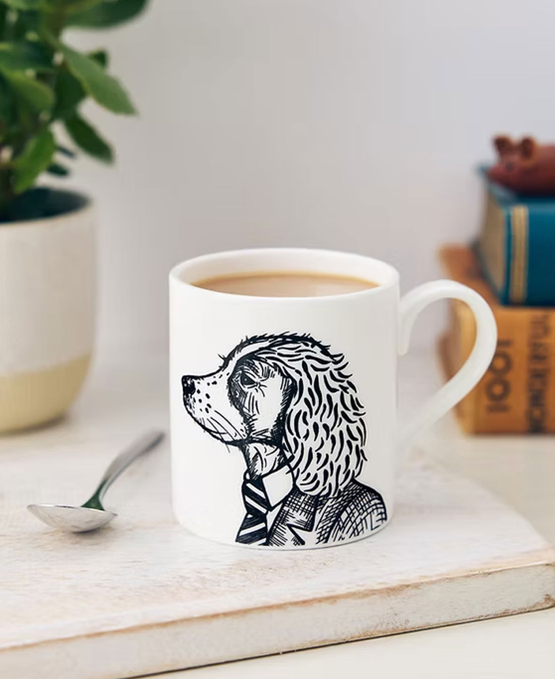 Finn Spaniel Bone China Mug - Opaque Black