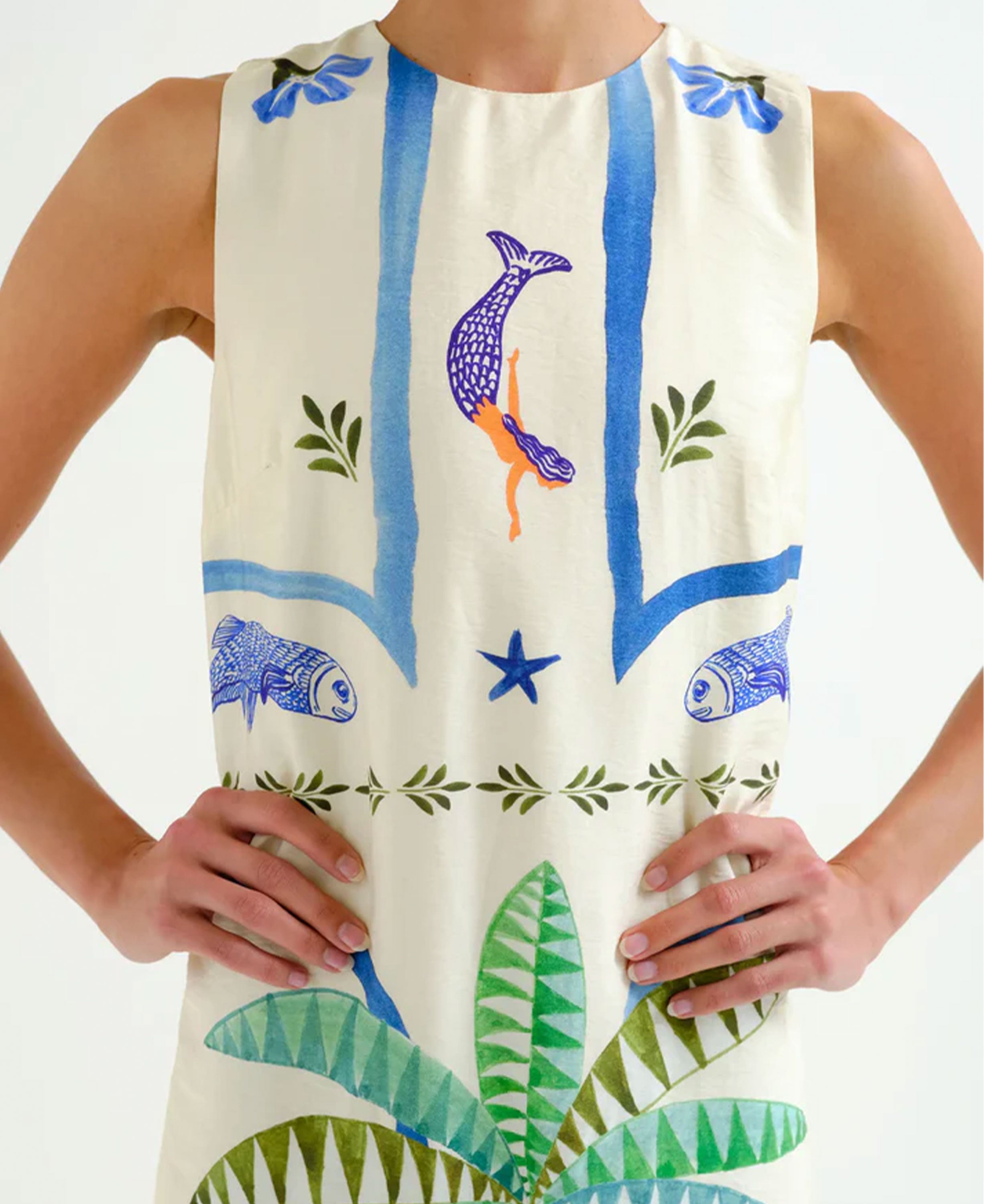 Palm And Mermaid Long Dress - Conversational
