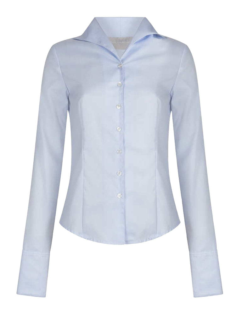 Tulip Shirt - Baby Blue Herringbone