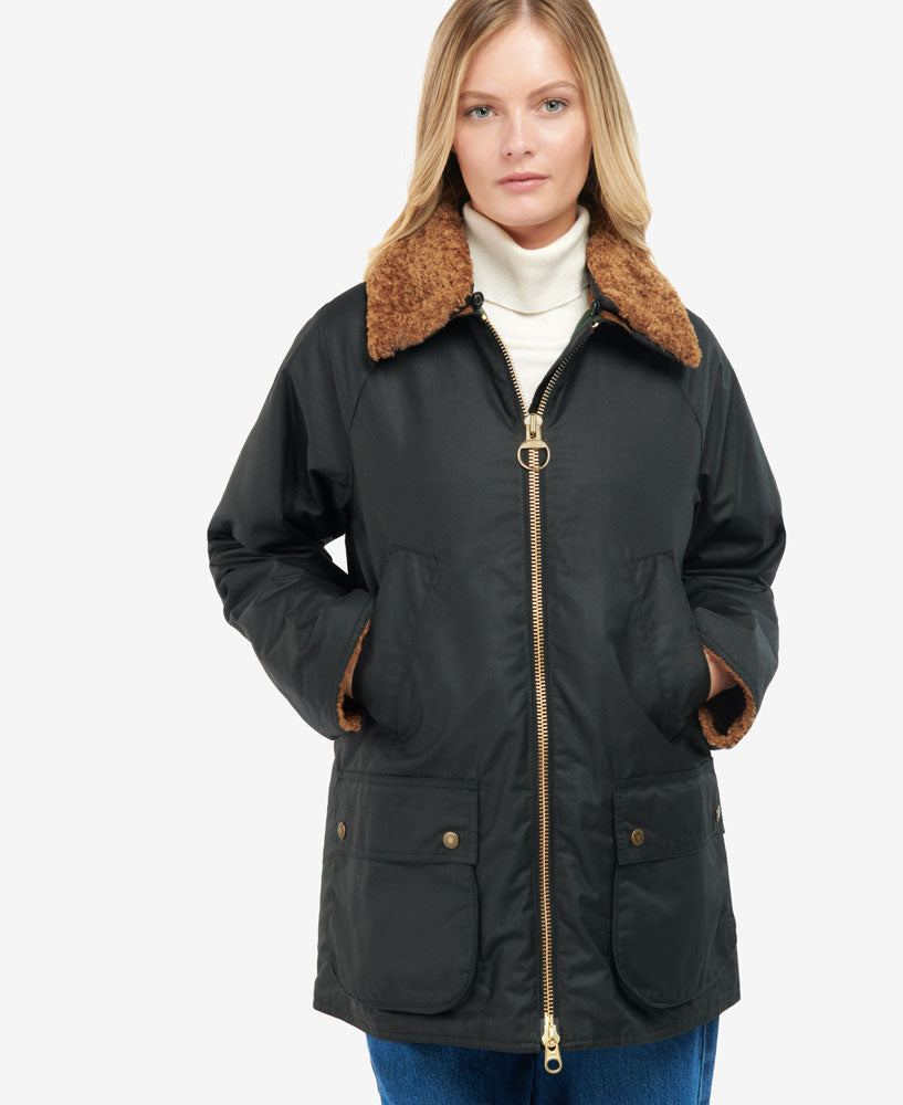Carloway Wax Jacket - Black/Ancient Tartan