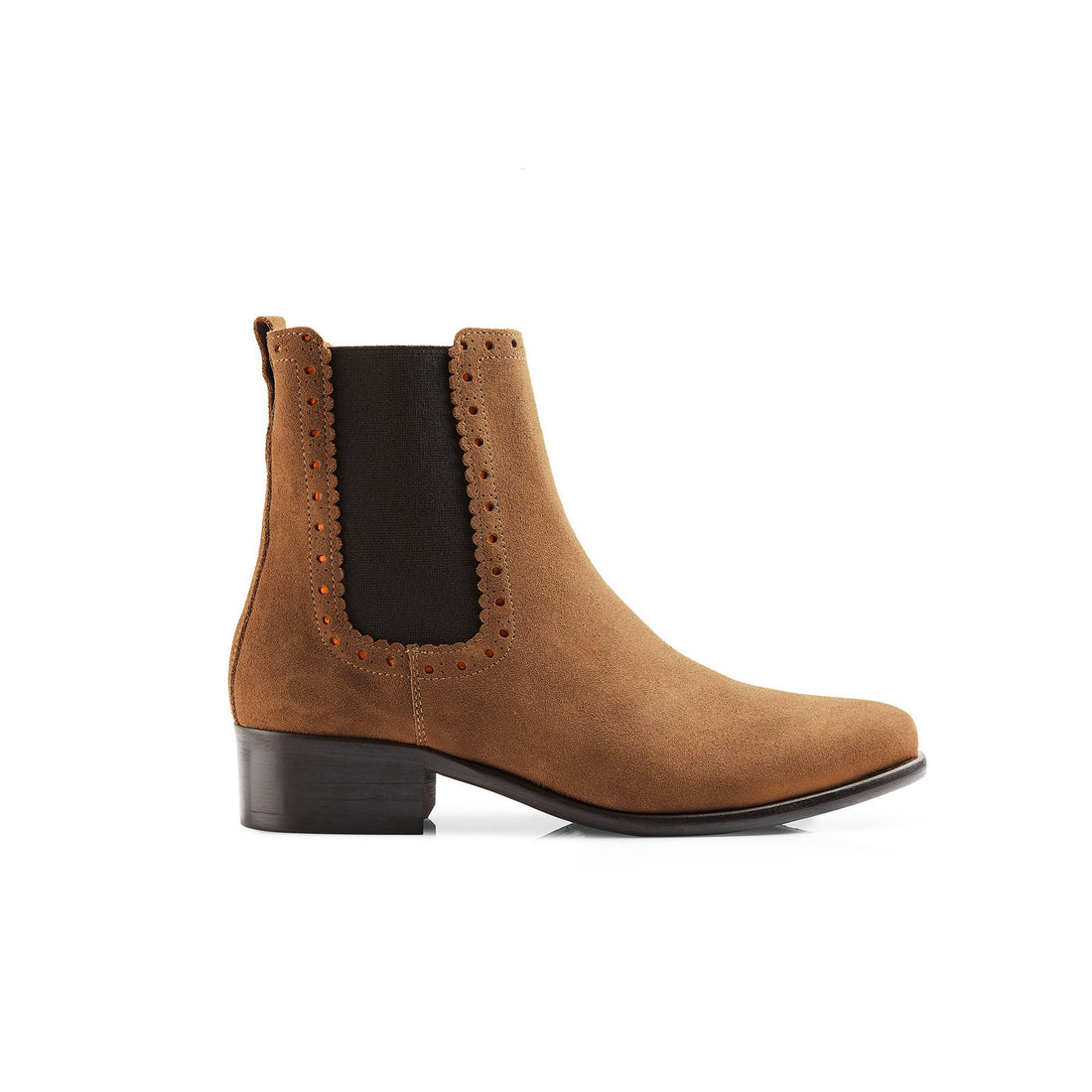 Brogued Chelsea Ankle Boots - Tan