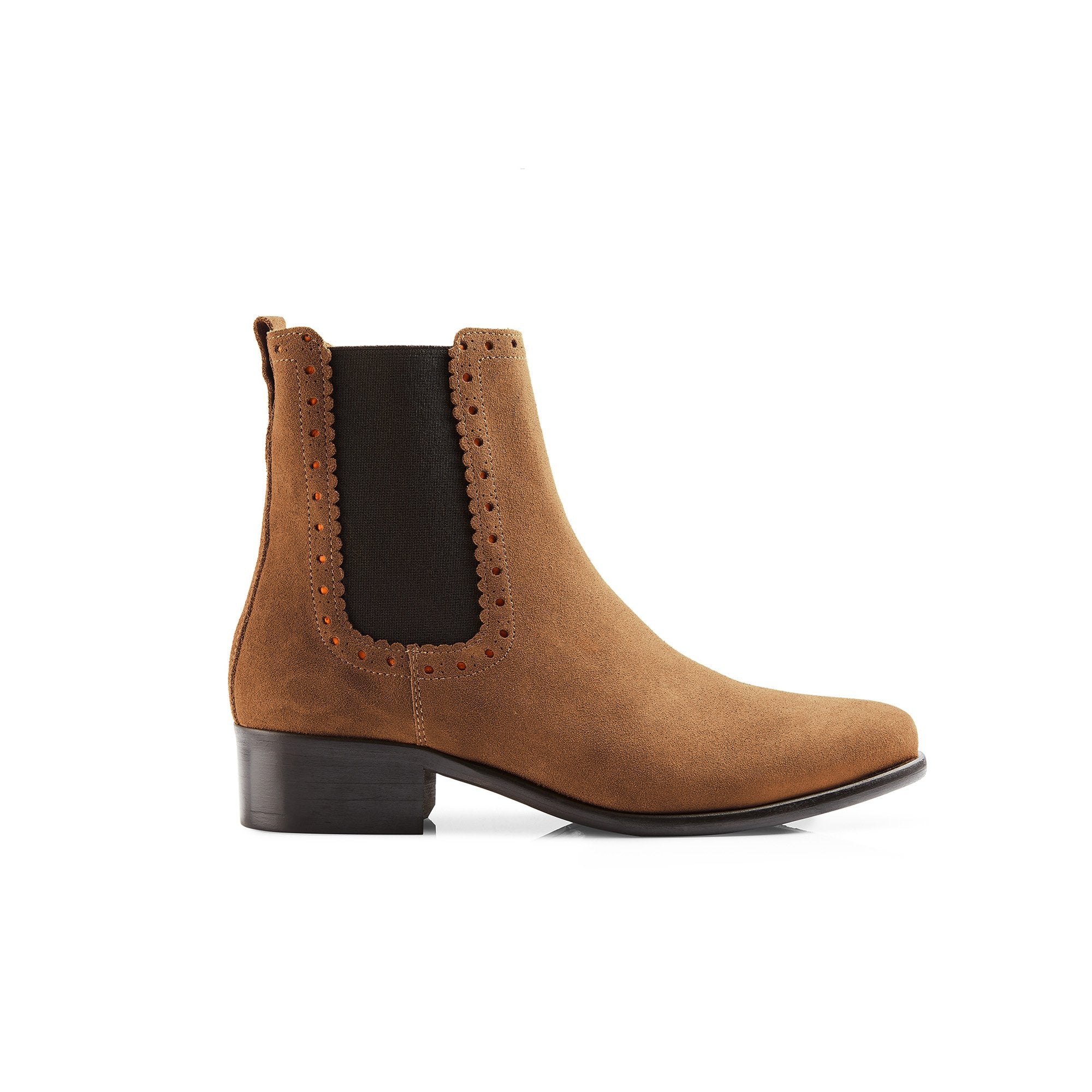 Brogued Chelsea Ankle Boots - Tan