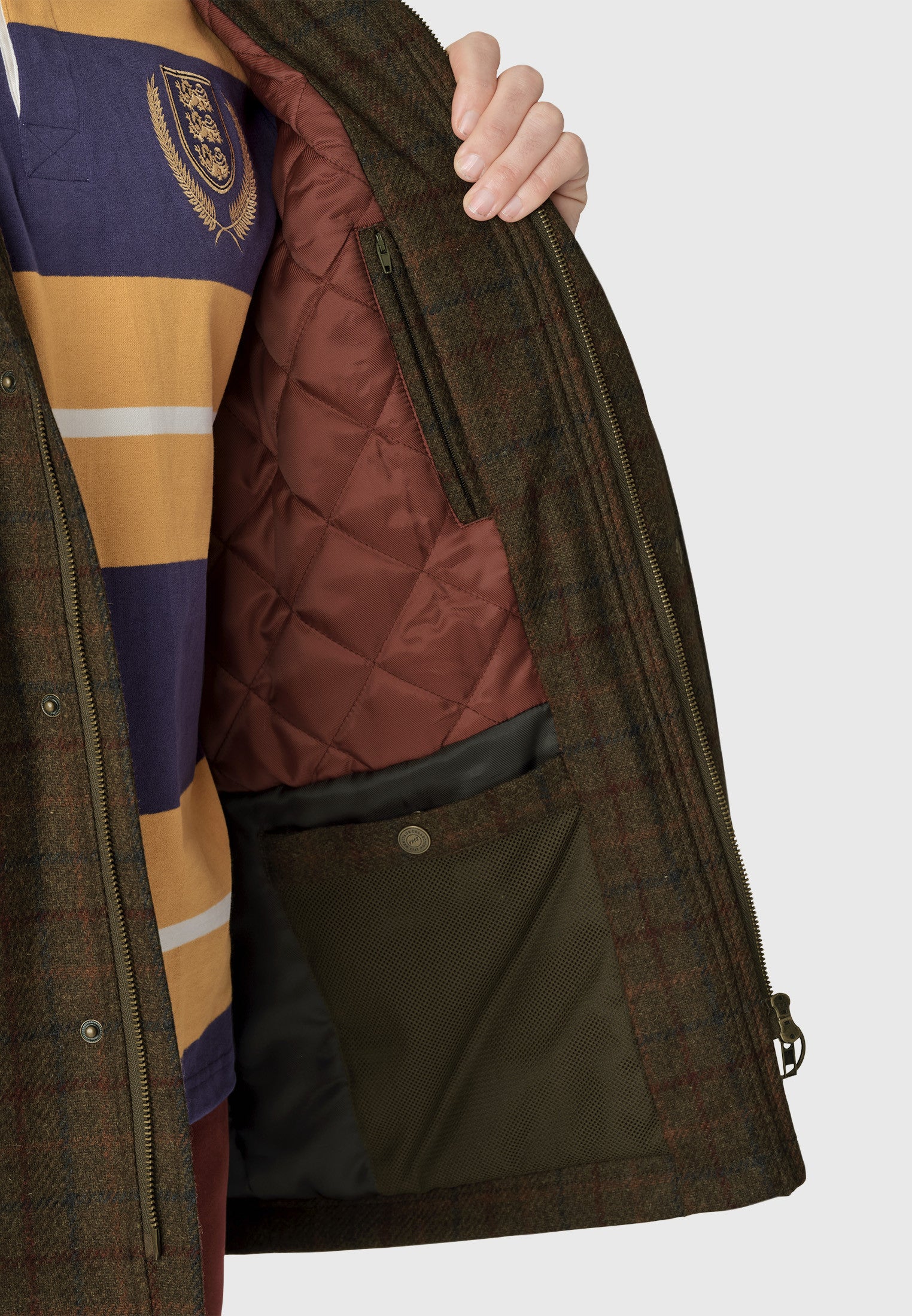 Wales Waterproof Country Coat - Olive Check