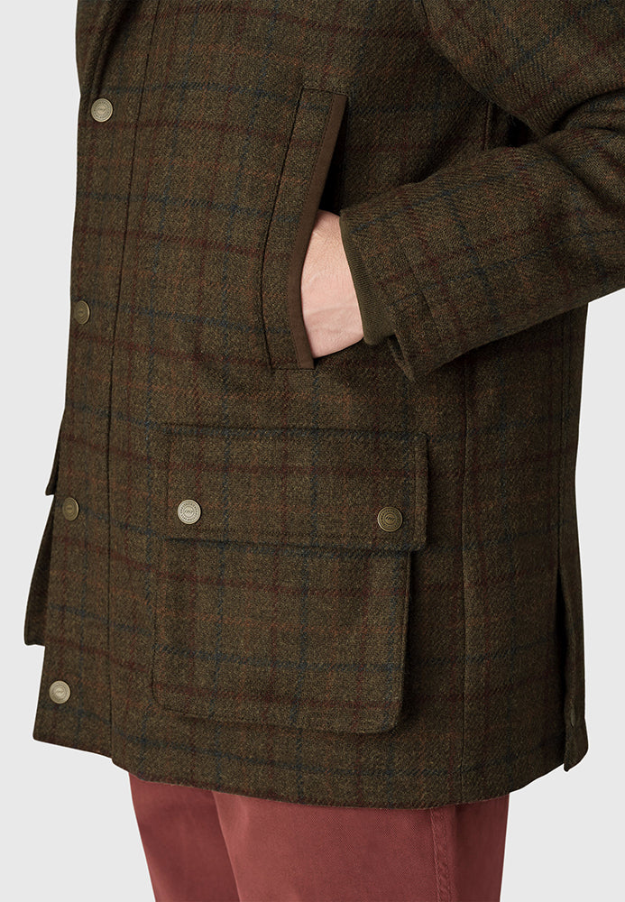 Wales Waterproof Country Coat - Olive Check