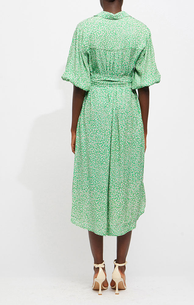 Cadie Delphine Drape Shirt Dress - Poise Green
