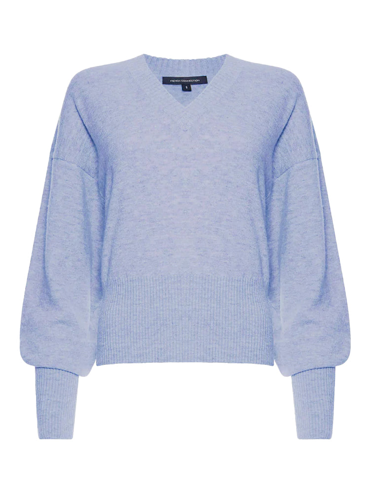 Libby Vhari Recycled V-Neck Jumper - Paradise Blue