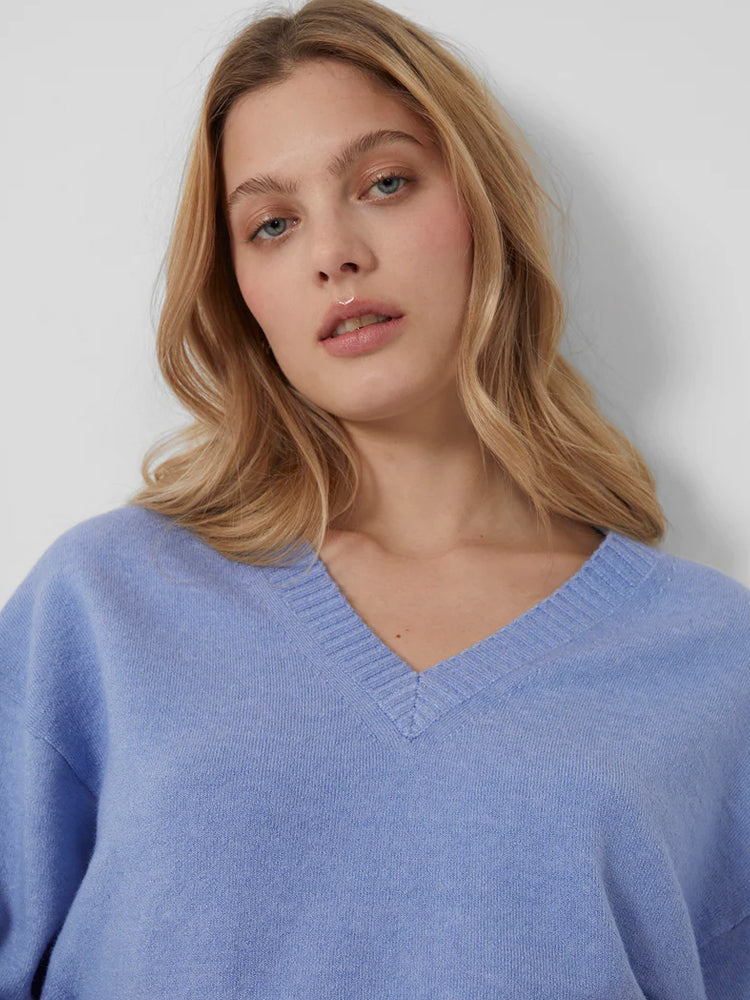 Libby Vhari Recycled V-Neck Jumper - Paradise Blue
