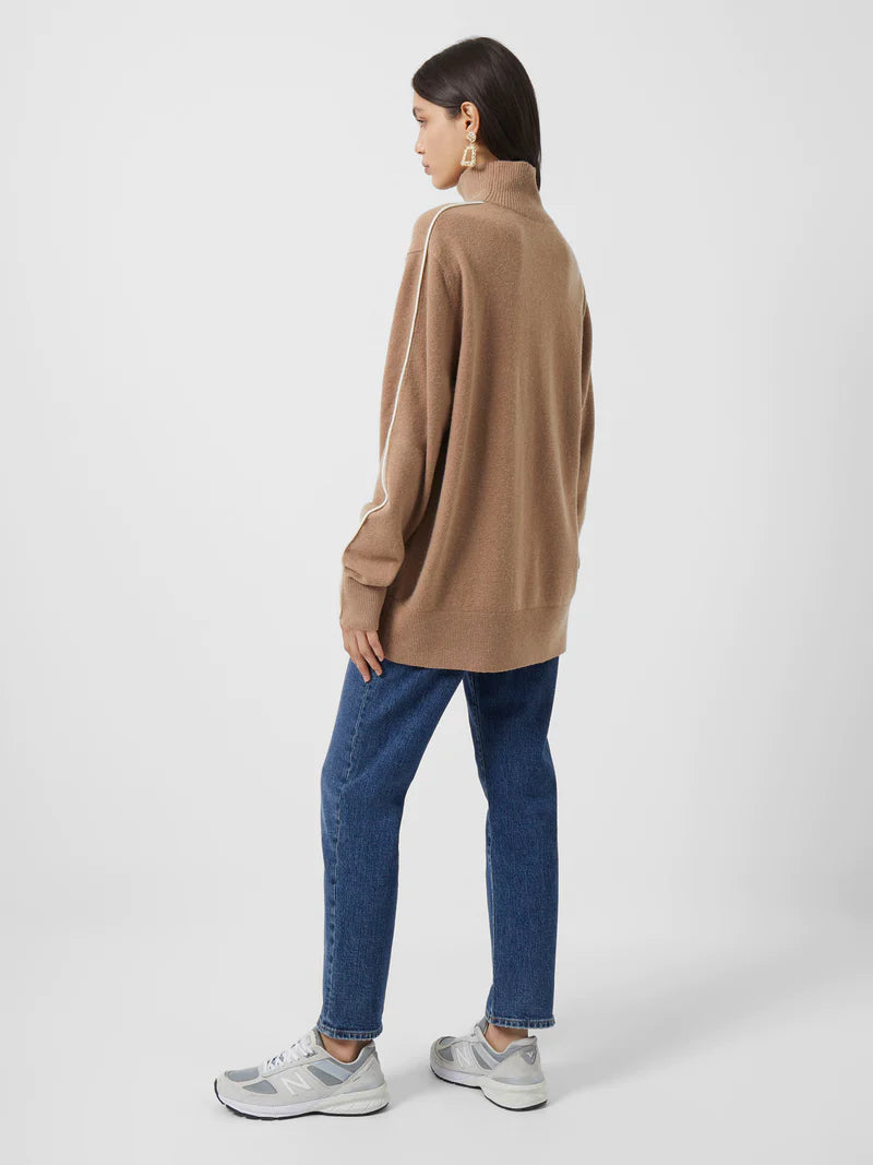 Libby Vhari High Neck Jumper - Camel/Oatmeal Melange
