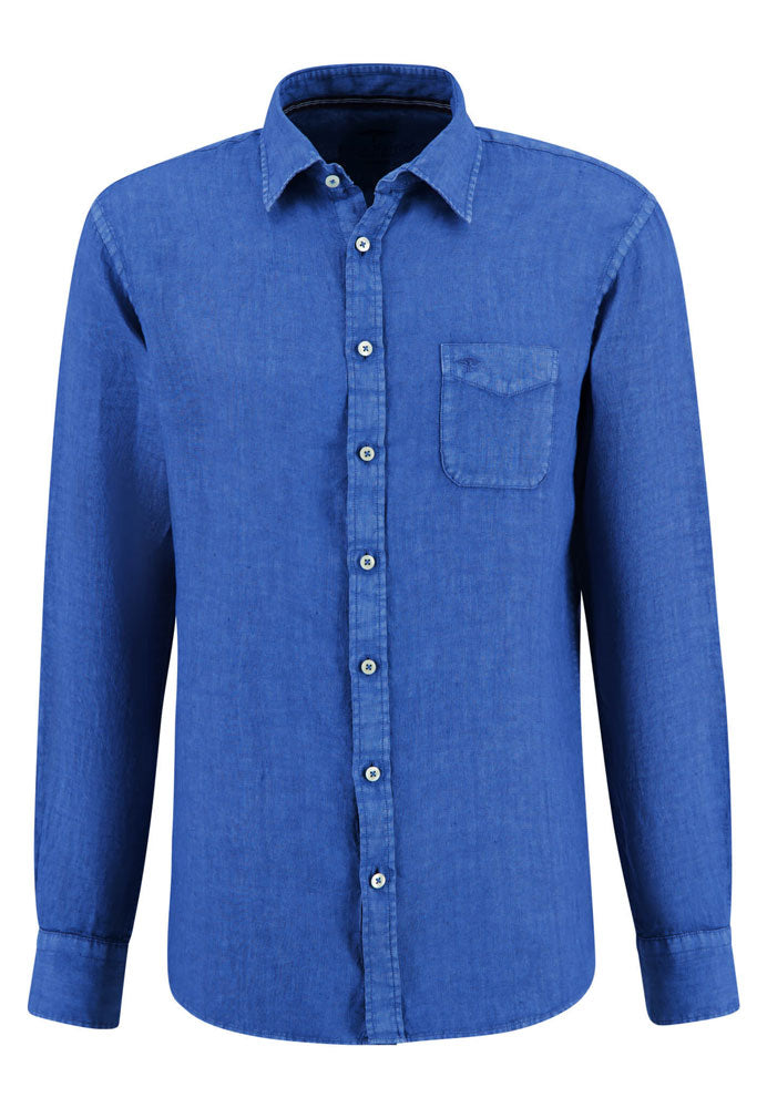 Garment Dyed Linen Shirt - Bright Ocean