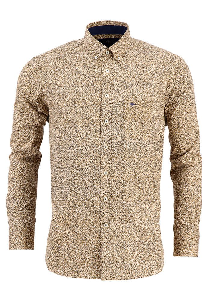 Patterned Cotton Shirt - Coffee