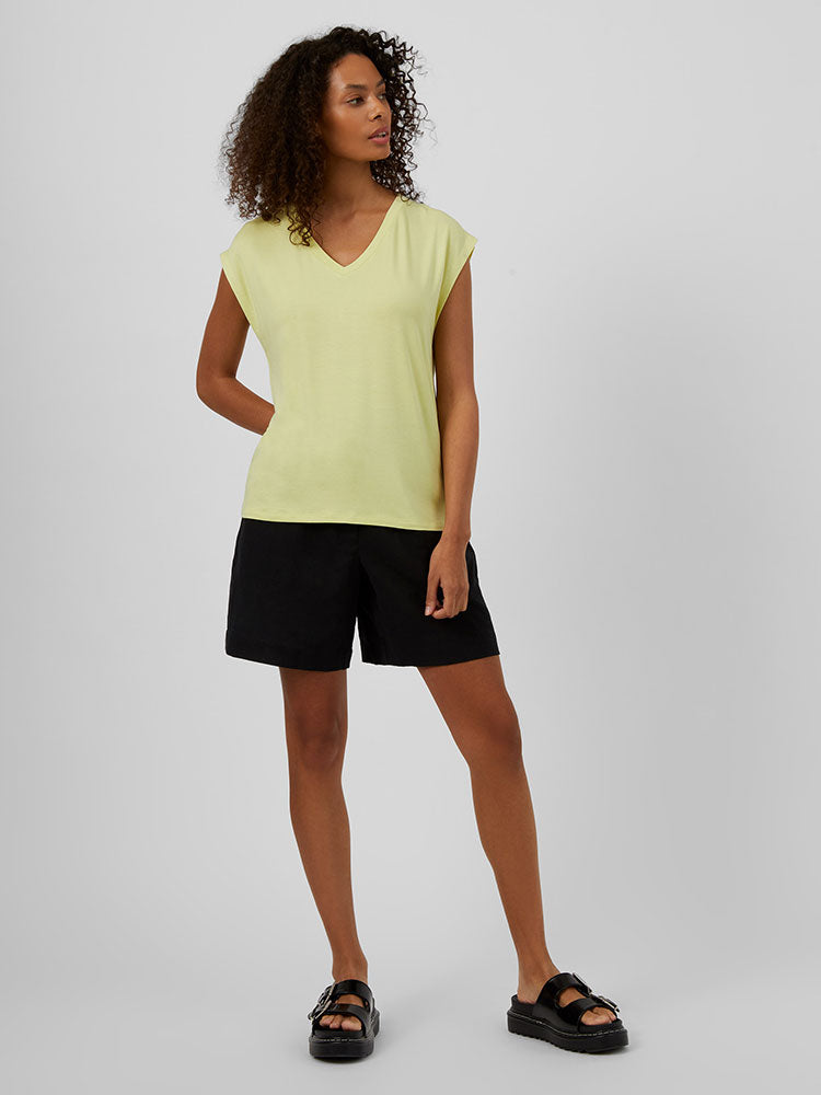 Soft Touch Jersey V-Neck Top - Lime Zest