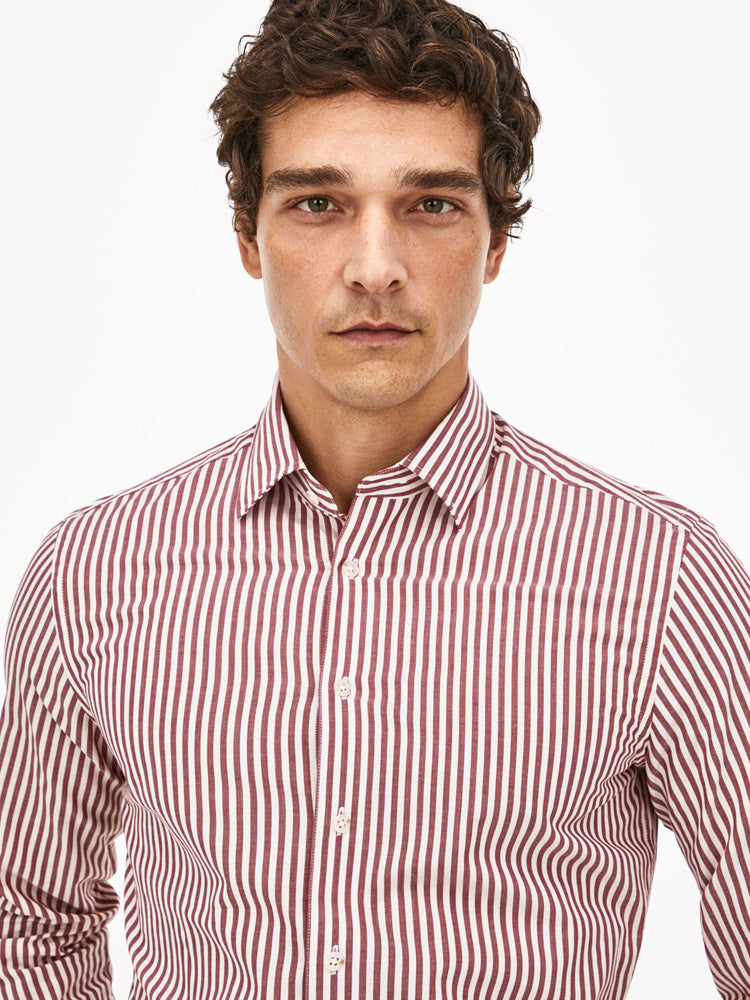 Bengal Stripe Shirt - White/Dark Red