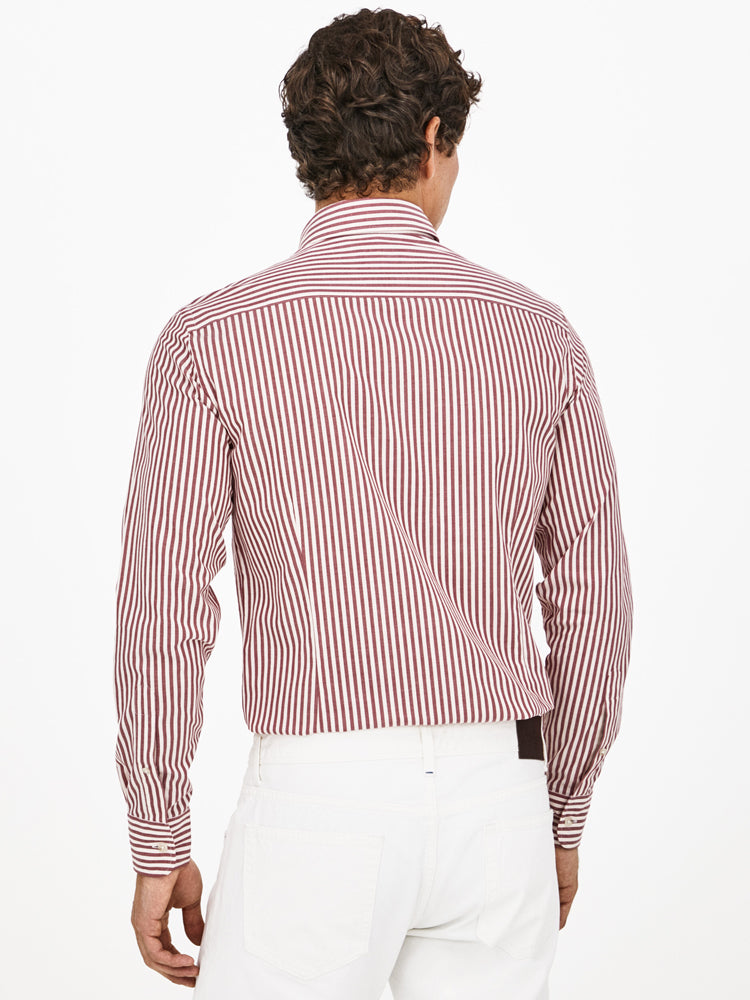 Bengal Stripe Shirt - White/Dark Red