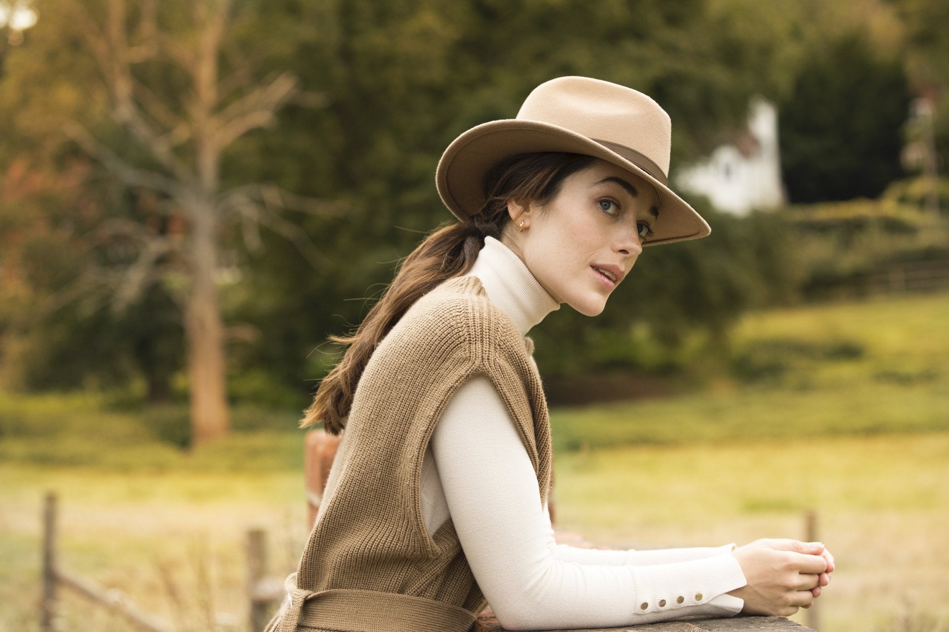 Suffolk Fedora Bronze Side Feather - Camel