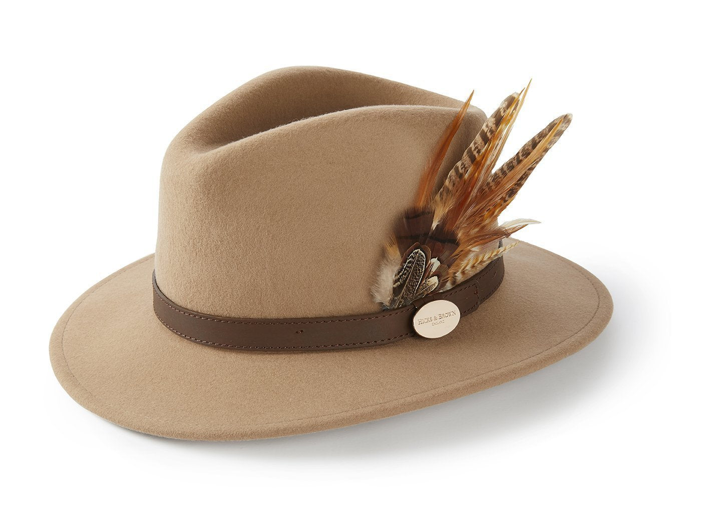 Suffolk Fedora Bronze Side Feather - Camel